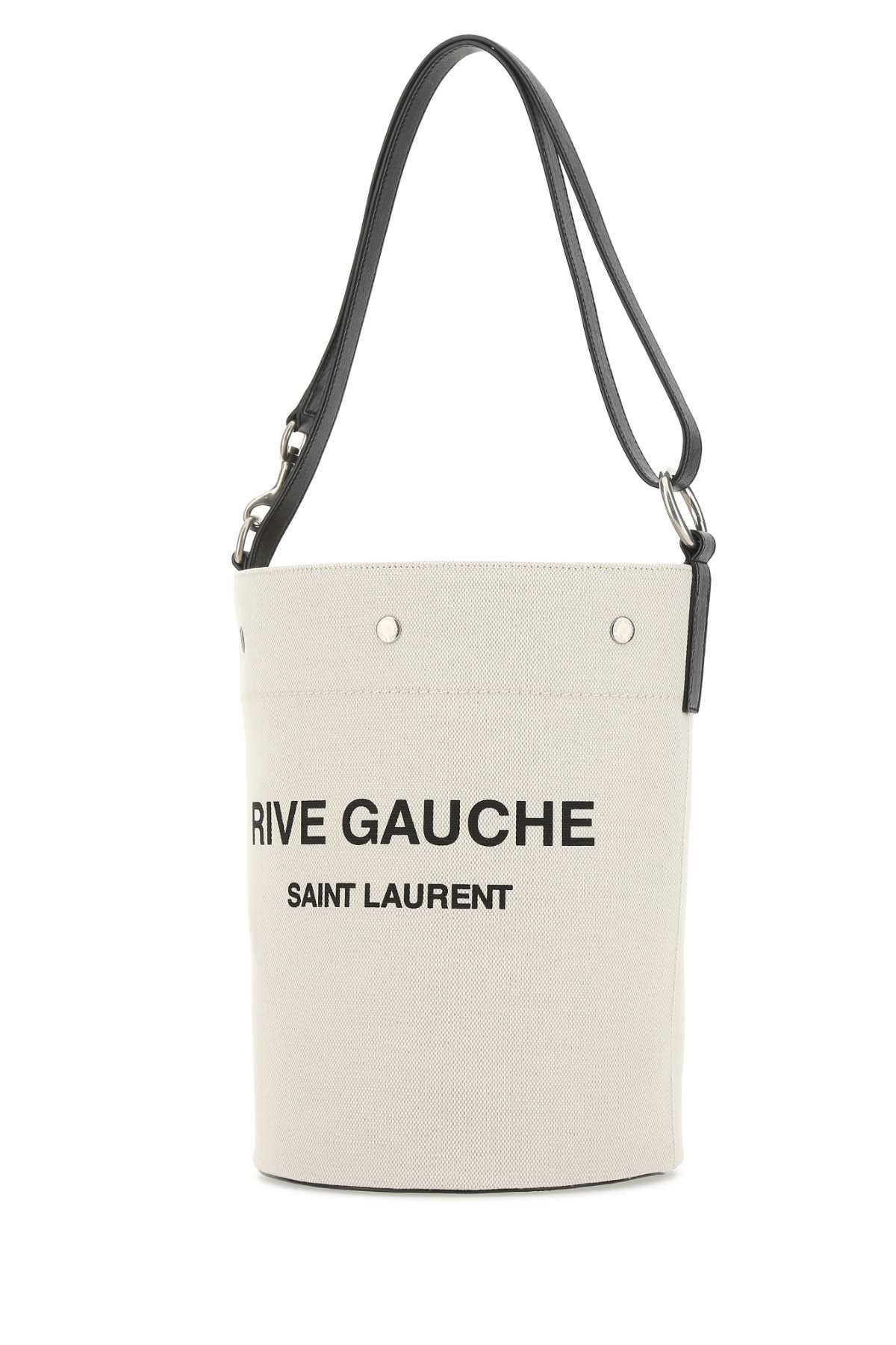 Saint Laurent Paris Ivory Canvas Rive Gauche Bucket Bag Size ONE SIZE - 2 Thumbnail
