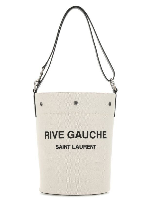 Saint Laurent Paris Ivory Canvas Rive Gauche Bucket Bag Size ONE SIZE - 3 Thumbnail