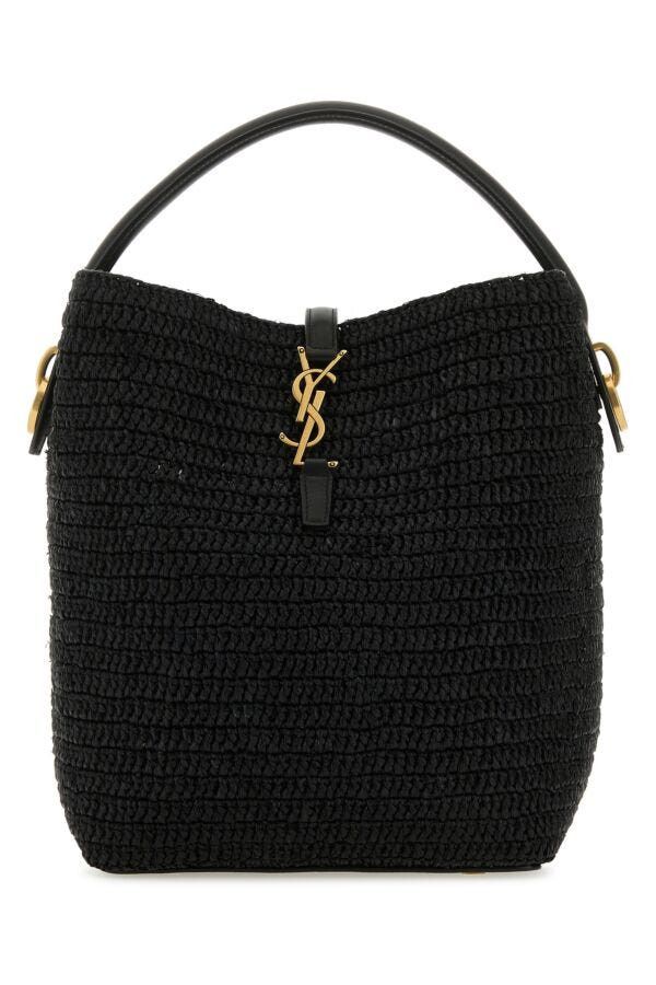 Saint Laurent Paris Black Raffia Le 37 Bucket Bag Size ONE SIZE - 3 Thumbnail