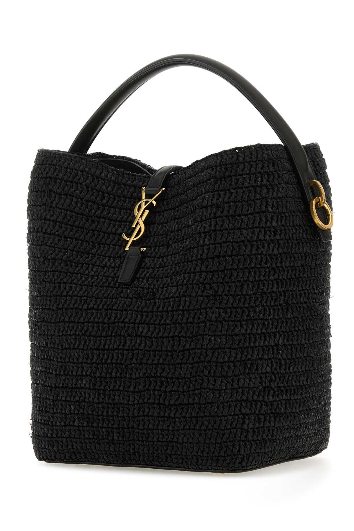 Saint Laurent Paris Black Raffia Le 37 Bucket Bag Size ONE SIZE - 2 Thumbnail