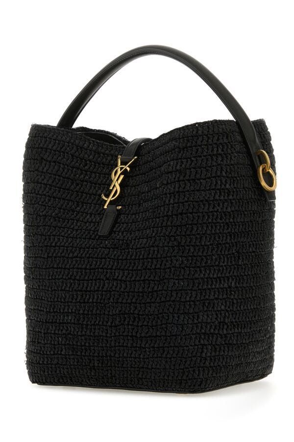 Saint Laurent Paris Black Raffia Le 37 Bucket Bag Size ONE SIZE - 4 Thumbnail