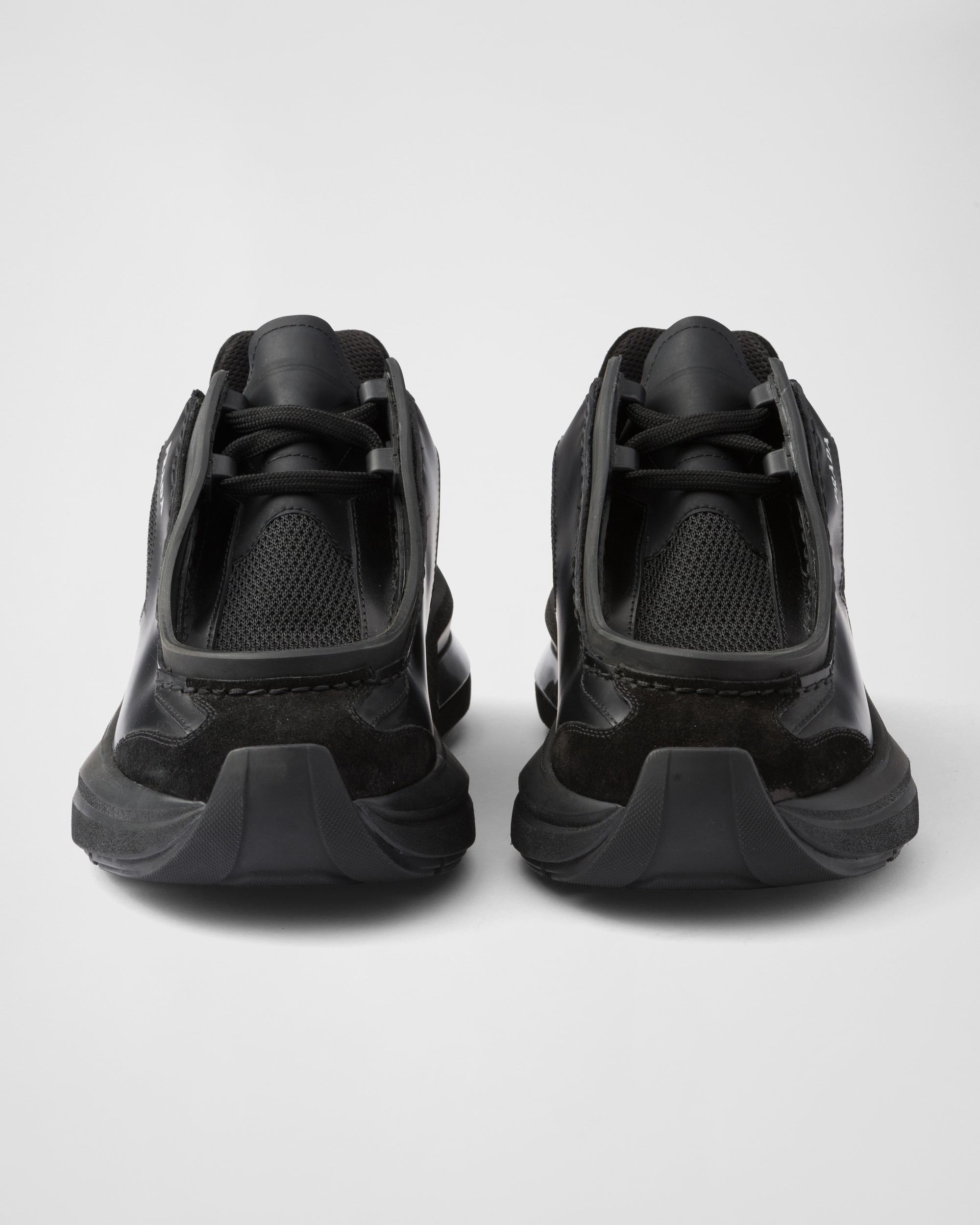 Prada $1.8K VALUE System Brushed Leather Sneakers in black Size US 8 / EU 41 - 5 Thumbnail