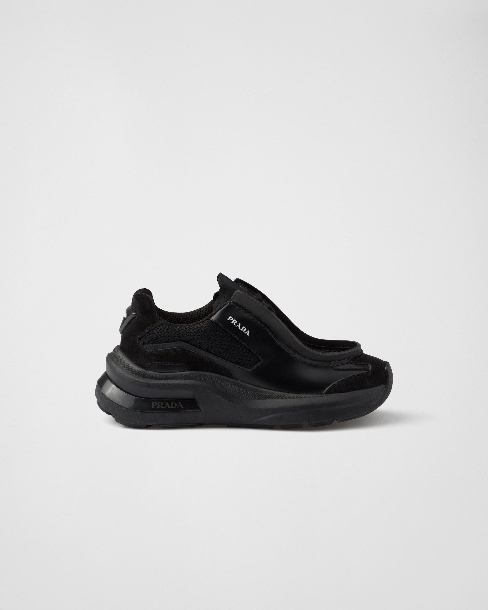 Prada $1.8K VALUE System Brushed Leather Sneakers in black Size US 10 / EU 43 - 2 Thumbnail