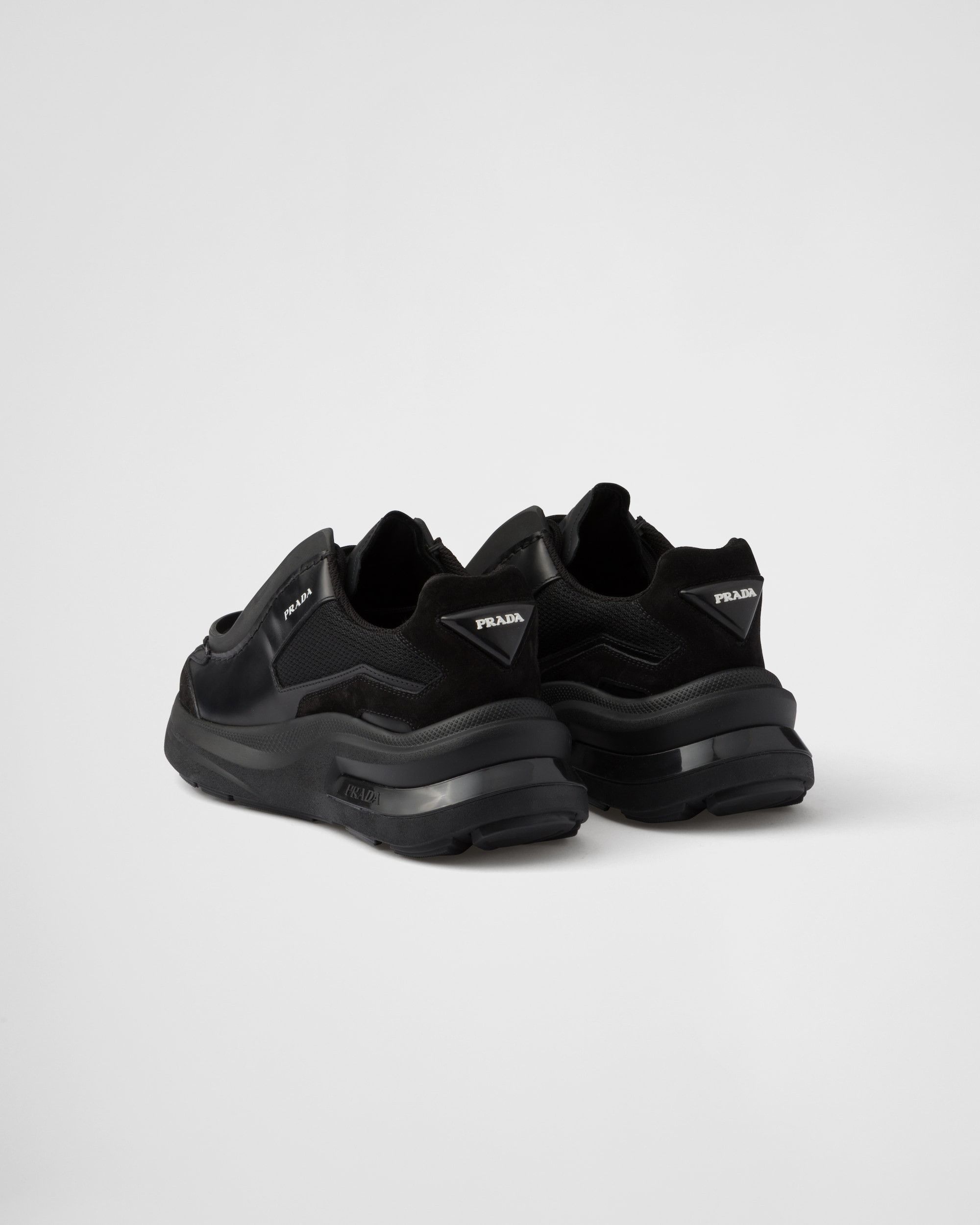 Prada $1.8K VALUE System Brushed Leather Sneakers in black Size US 10 / EU 43 - 4 Thumbnail