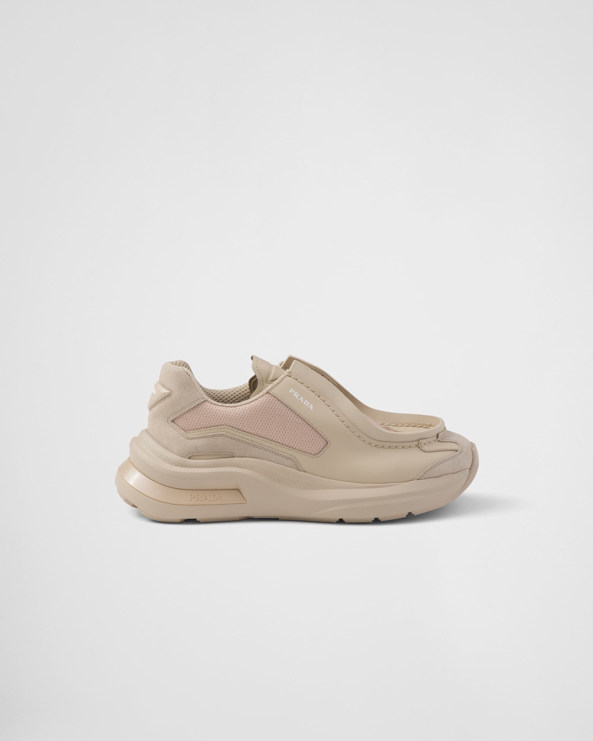 Prada $1.8K VALUE System Brushed Leather Sneakers in beige Size US 7 / EU 40 - 2 Thumbnail