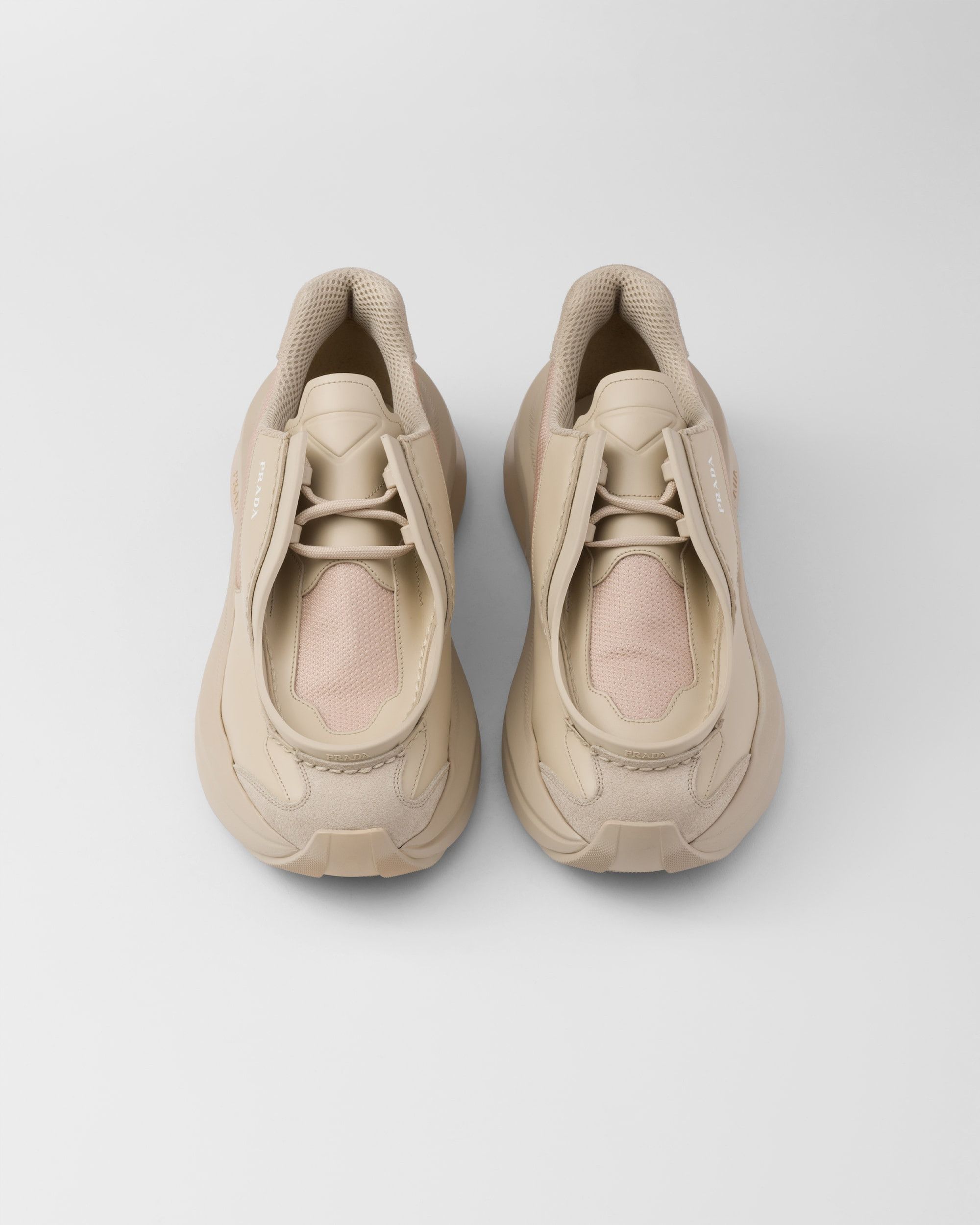 Prada $1.8K VALUE System Brushed Leather Sneakers in beige Size US 7 / EU 40 - 3 Thumbnail