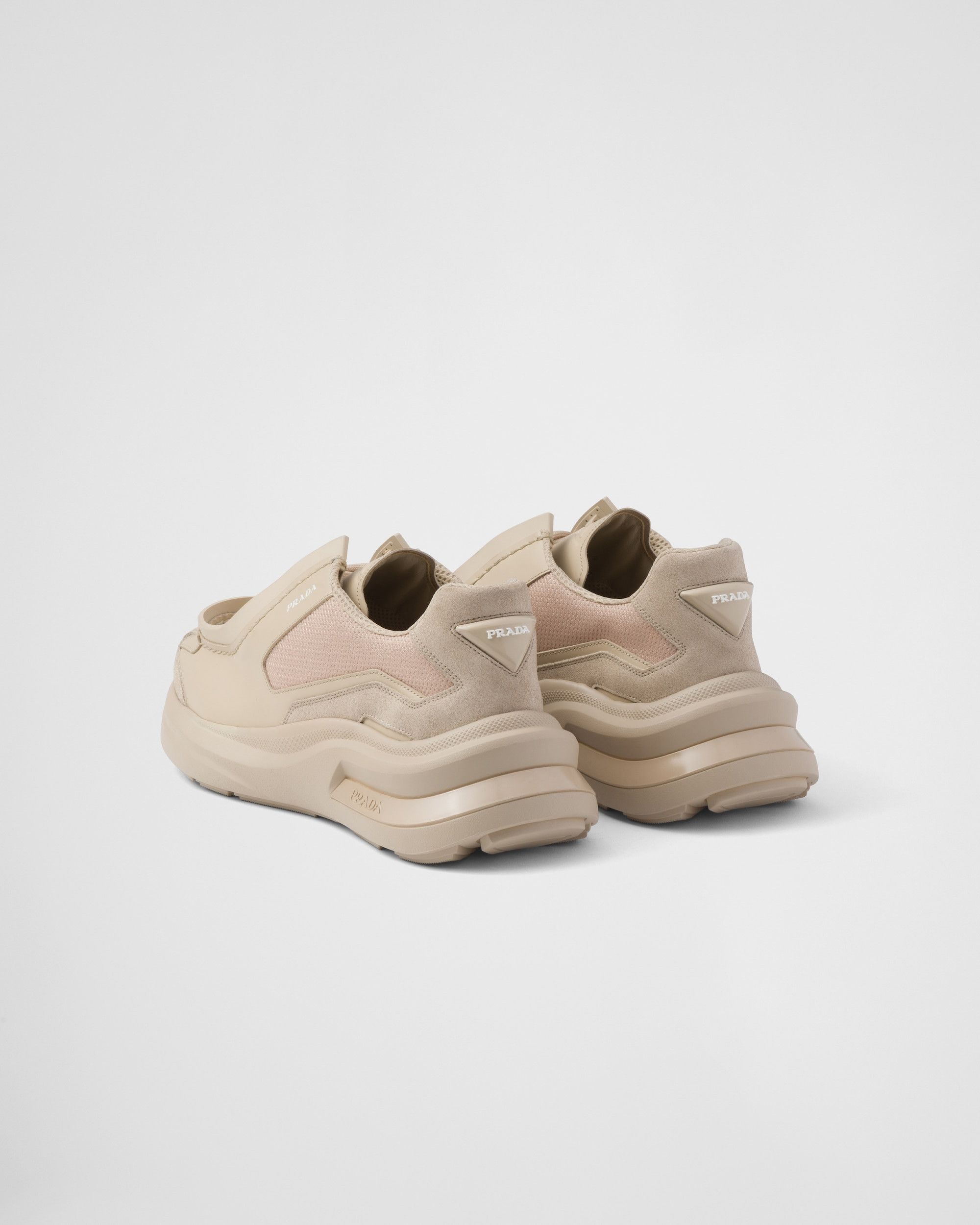 Prada $1.8K VALUE System Brushed Leather Sneakers in beige Size US 13 / EU 46 - 4 Thumbnail