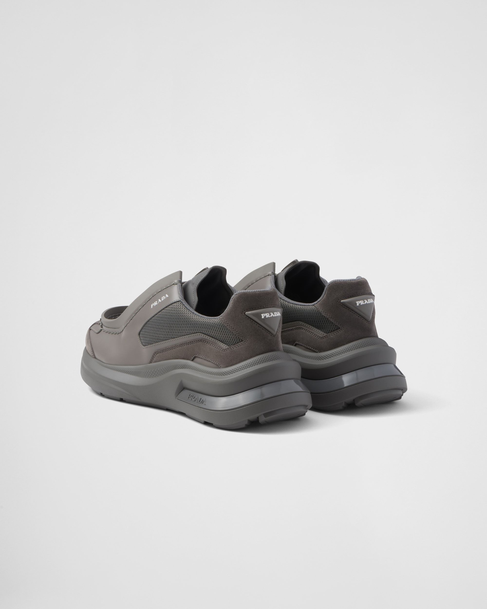 Prada $1.8K VALUE System Brushed Leather Sneakers in black gray Size US 11 / EU 44 - 4 Thumbnail