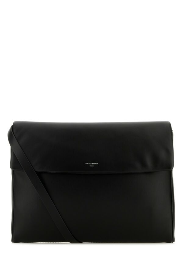 Dolce & Gabbana Black Nappa Leather Mediterraneo Clutch Size ONE SIZE - 3 Thumbnail