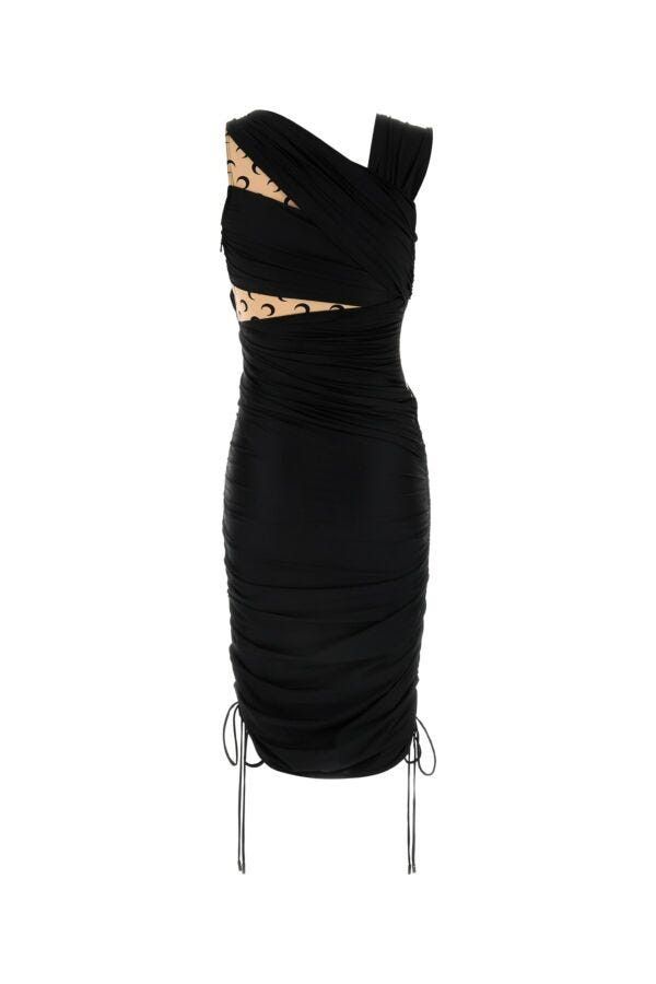 Marine Serre Black Stretch Nylon Dress Size M / US 6-8 / IT 42-44 - 4 Thumbnail