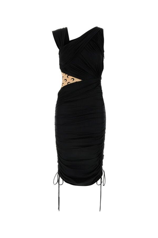 Marine Serre Black Stretch Nylon Dress Size M / US 6-8 / IT 42-44 - 3 Thumbnail