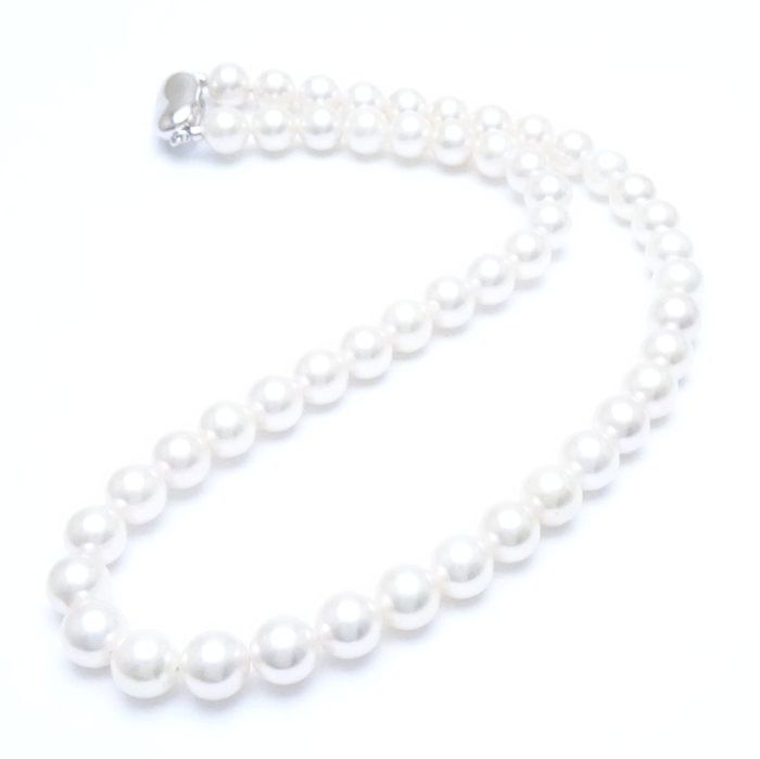 Other LuxUness Akoya Pearl Necklace Silver 8-8.5mm Natural Material Necklace Size ONE SIZE - 3 Thumbnail