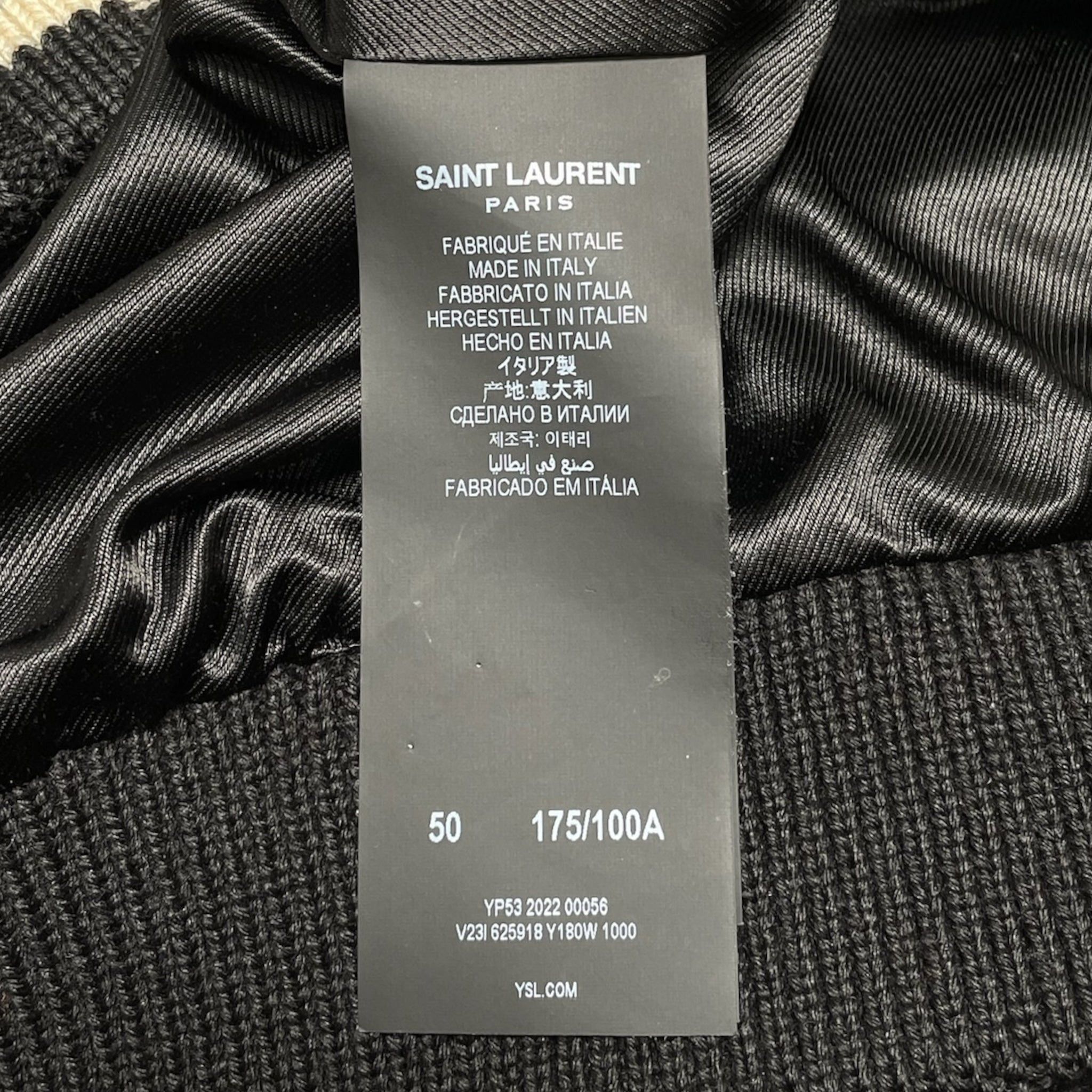 Yves Saint Laurent Script Teddy Varsity Jacket Black White Size US L / EU 52-54 / 3 - 5 Thumbnail