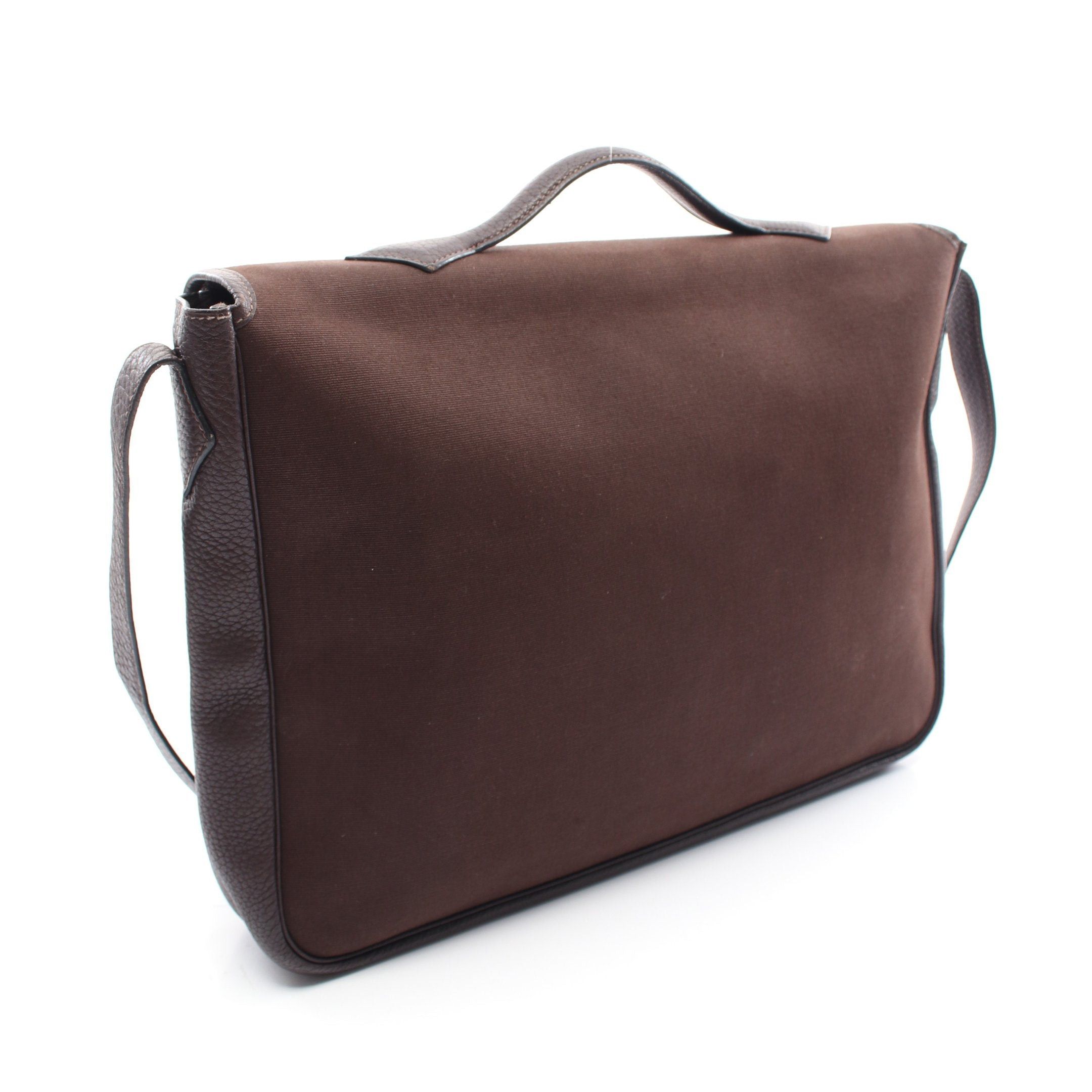 Hermes Hermes Victoria Messenger Shoulder Bag Toile Officier Leather Dark Brown Silver Hardware □B Stamp (Manufactured Around 1998) Size ONE SIZE - 2 Thumbnail