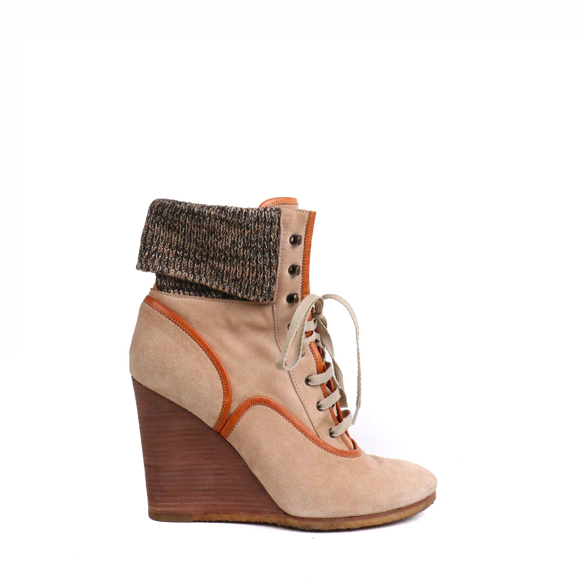 Chloe CHLOÉ - Chloé wedge ankle boots in beige suede (T40) Size US 9 / IT 39 - 2 Thumbnail