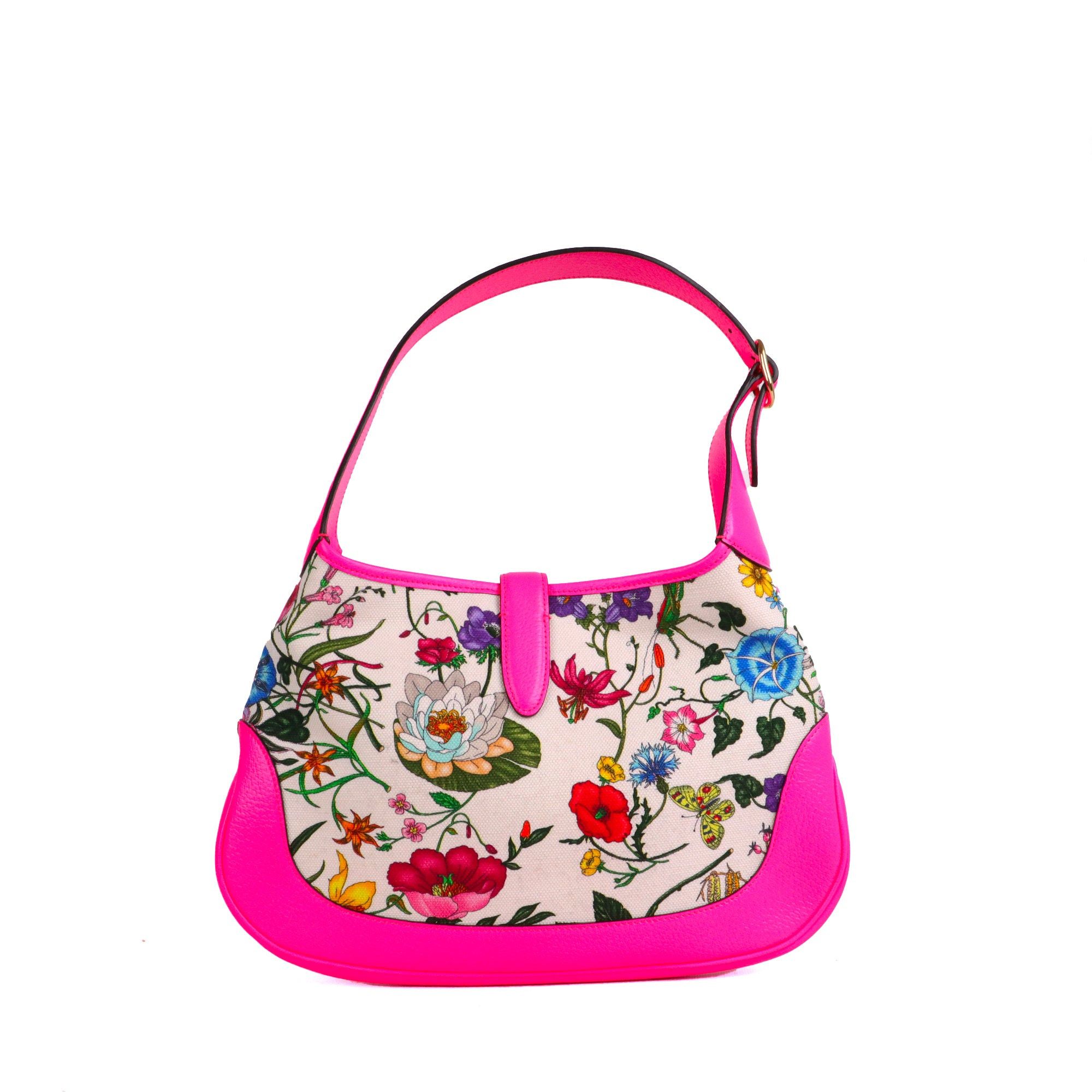 Gucci GUCCI - Small Gucci Jackie 1961 shoulder bag in pink canvas and leather, limited edition Size ONE SIZE - 3 Thumbnail