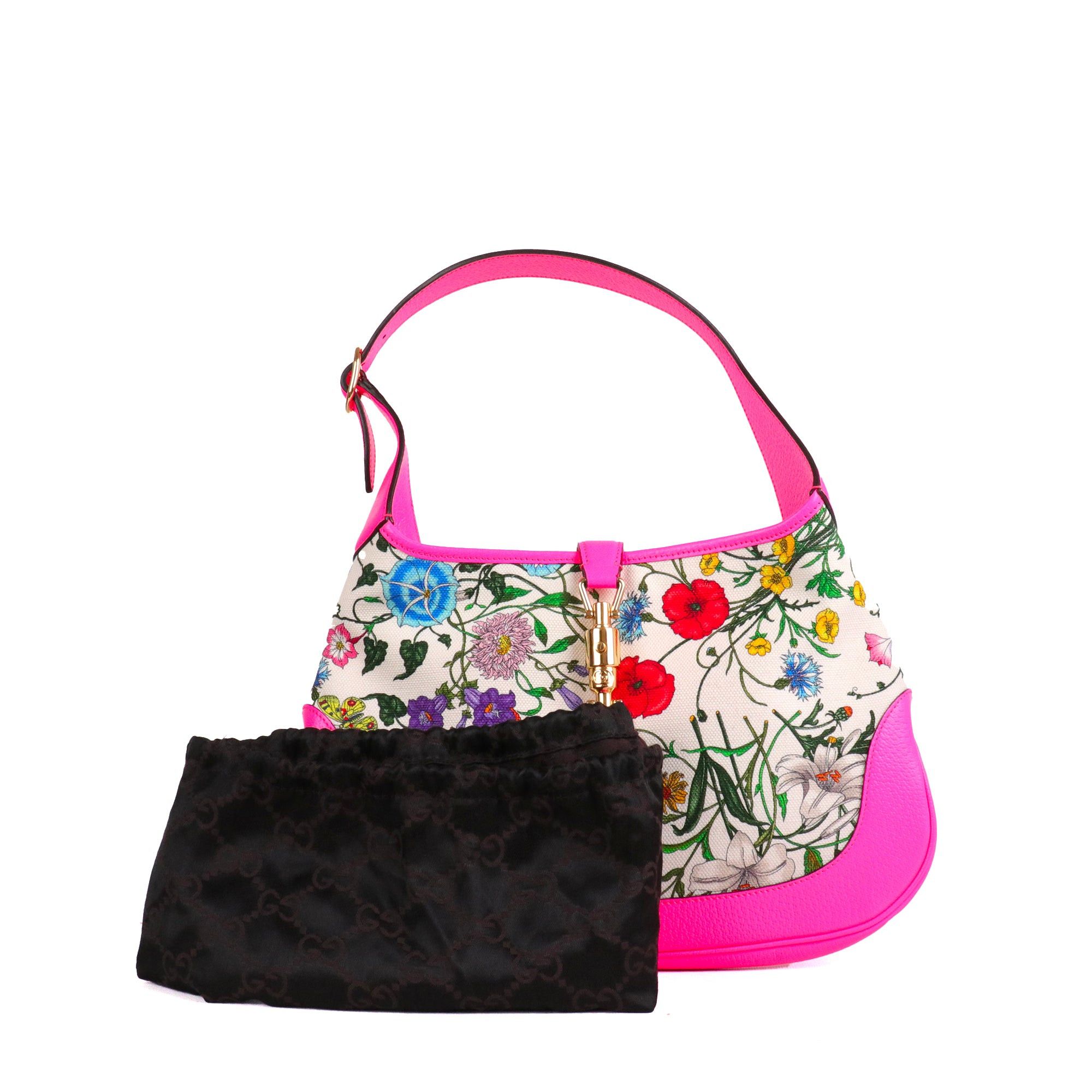 Gucci GUCCI - Small Gucci Jackie 1961 shoulder bag in pink canvas and leather, limited edition Size ONE SIZE - 10 Thumbnail