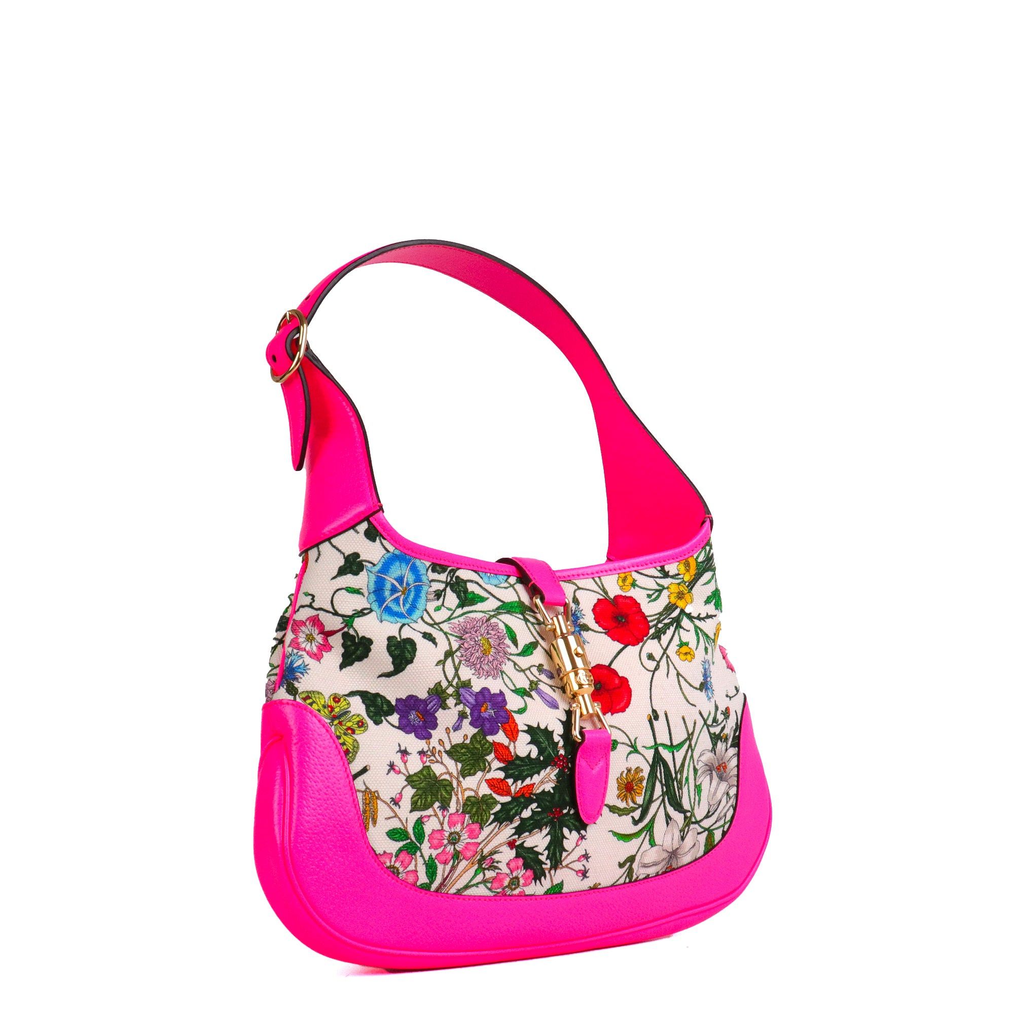 Gucci GUCCI - Small Gucci Jackie 1961 shoulder bag in pink canvas and leather, limited edition Size ONE SIZE - 2 Thumbnail