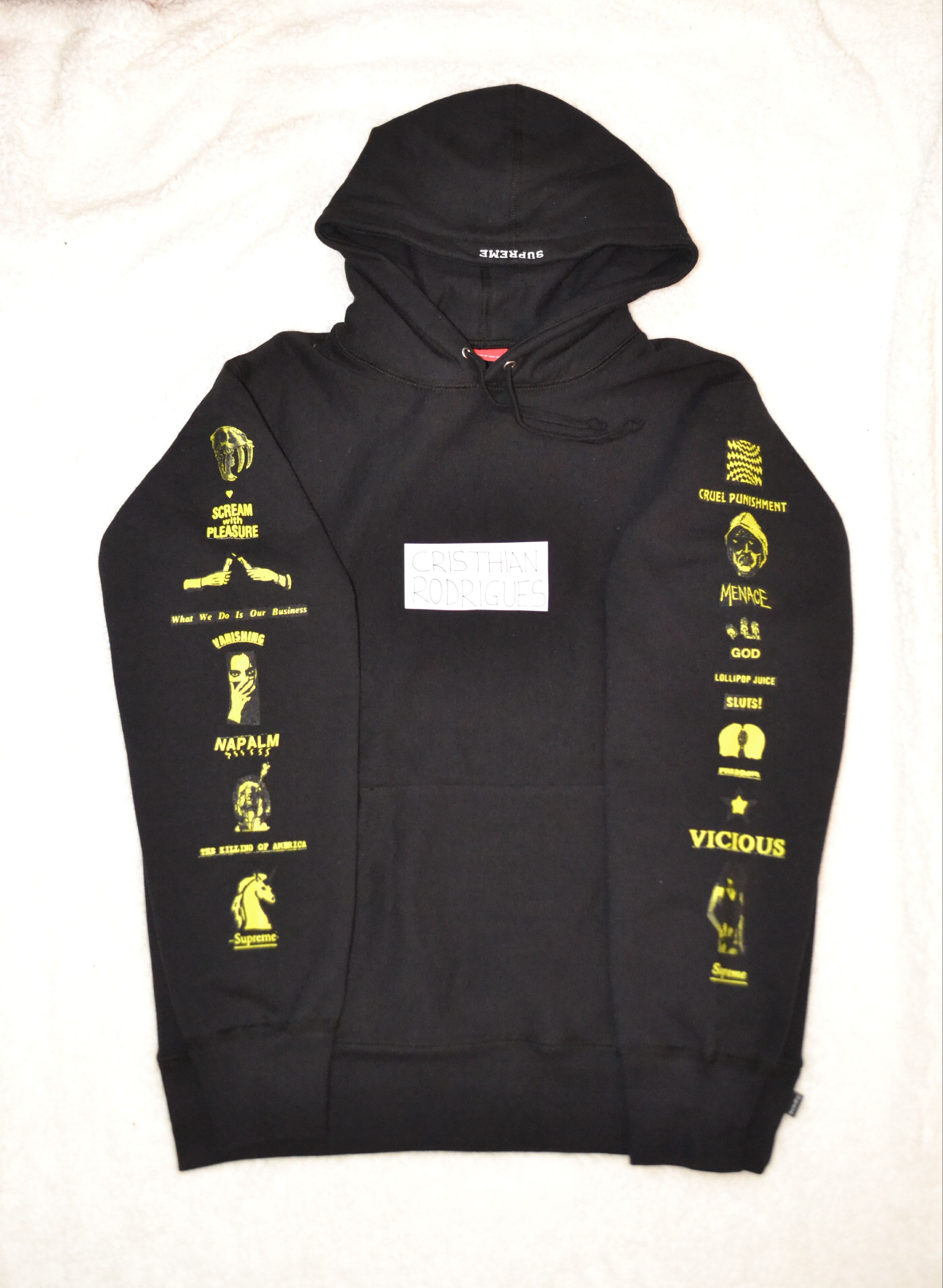 Supreme Menace Hoodie Sweatshirt - Size Medium - Black FW18