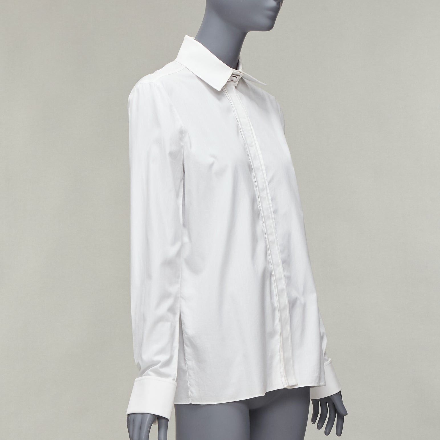 GIVENCHY Riccardo Tisci silver metal button collar white cotton