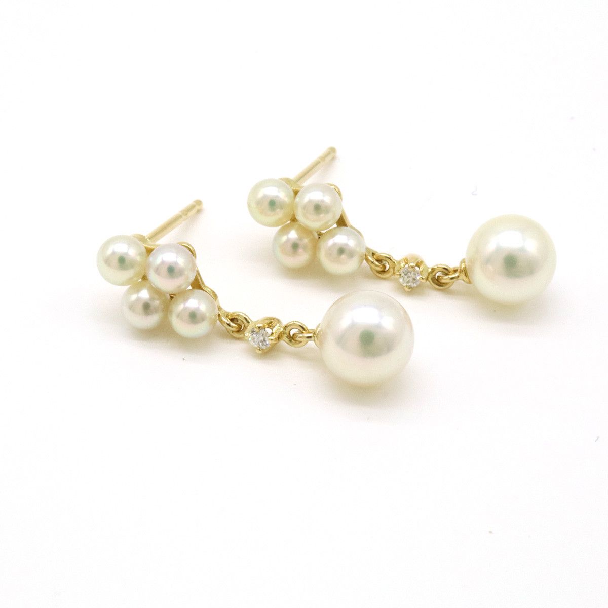 Mikimoto Mikimoto Mikimoto K18YG Pearl Diamond Earrings Metal Earrings Size ONE SIZE - 4 Thumbnail