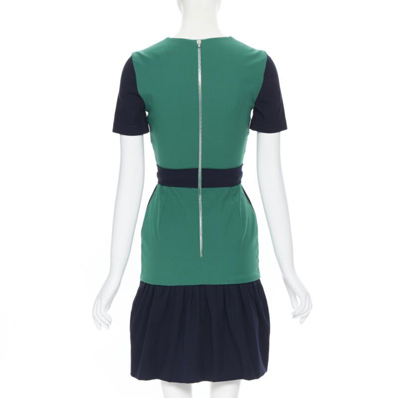 PREEN THORNTON BREGAZZI navy blue green colorblocked back cocktail