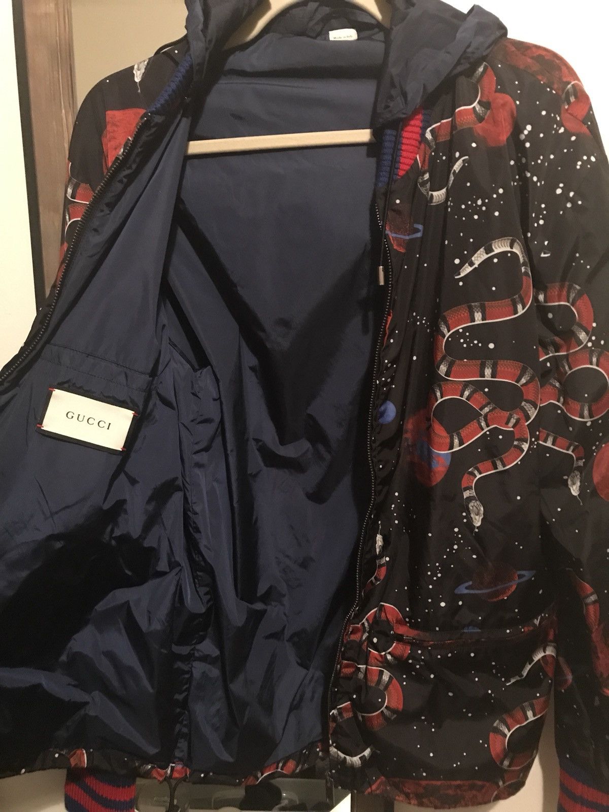 Gucci Black Space Snake Print Windbreaker Grailed