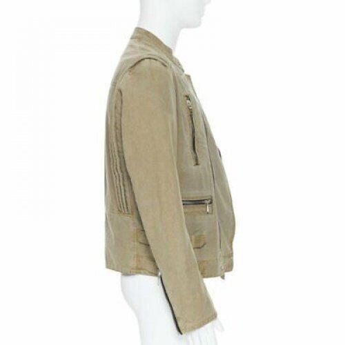 Balmain BALMAIN gridwork asymmetric zip biker jacket Size US L / EU 52-54 / 3 - 4 Thumbnail
