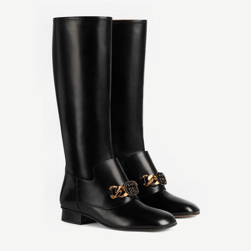 Gucci Gucci Interlocking G Chain Knee Boots SIZE 37 Size ONE SIZE - 2 Thumbnail