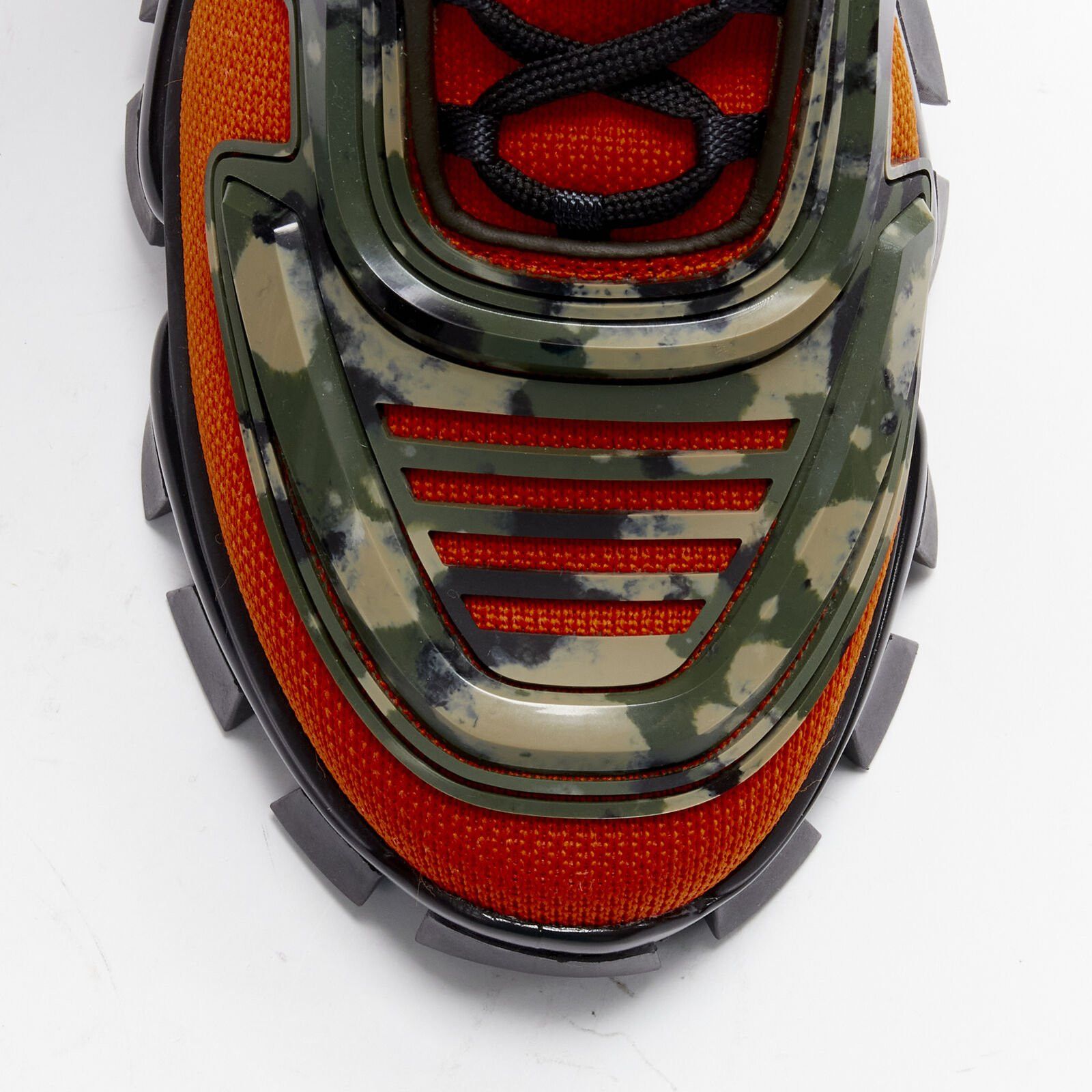 rare PRADA Cloudbust Thunder Runway orange green camo sneaker UK9