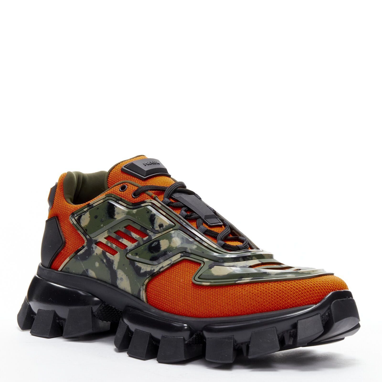 rare PRADA Cloudbust Thunder Runway orange green camo sneaker UK9