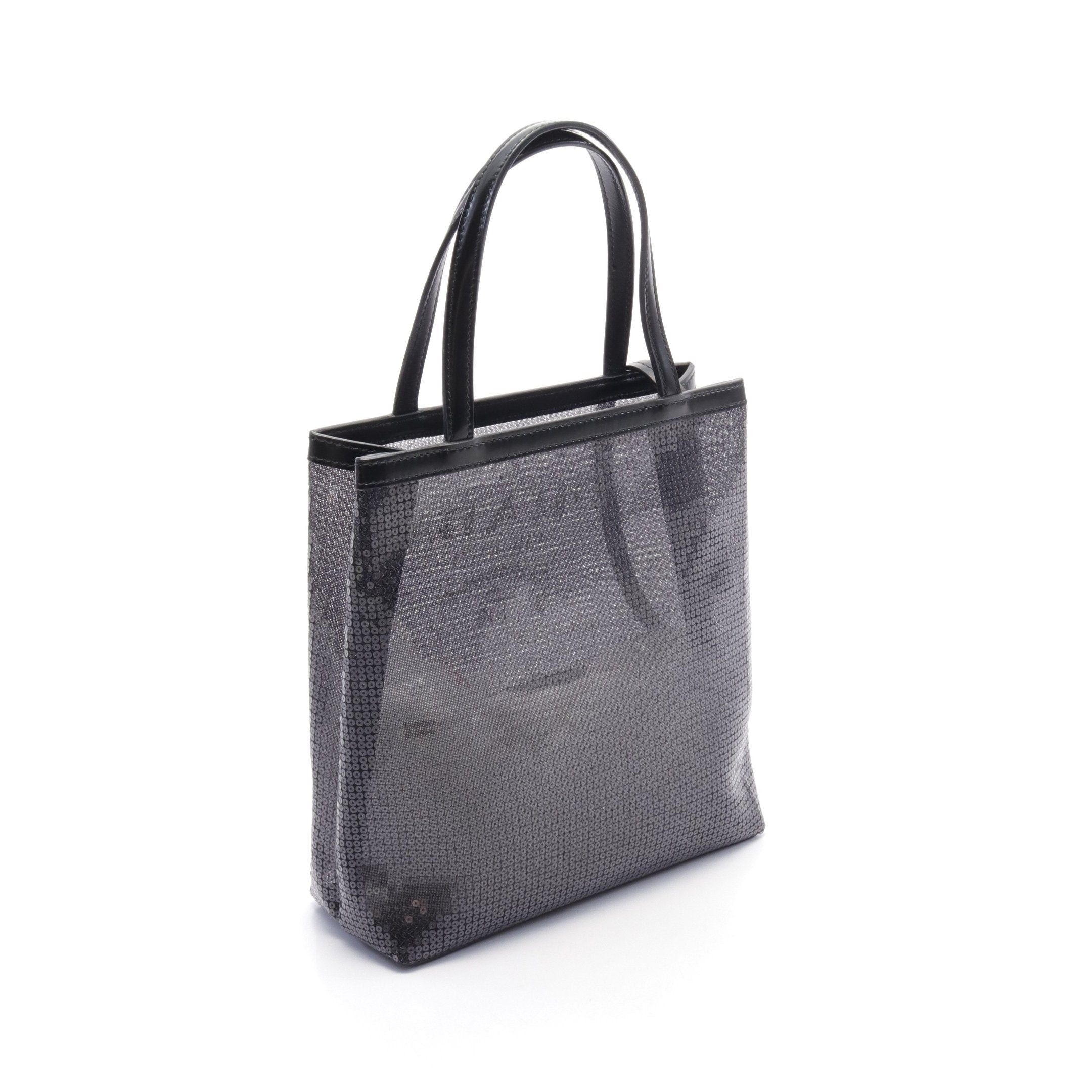 Prada Prada Handbag Logo Print Sequin Leather Black Size ONE SIZE - 2 Thumbnail