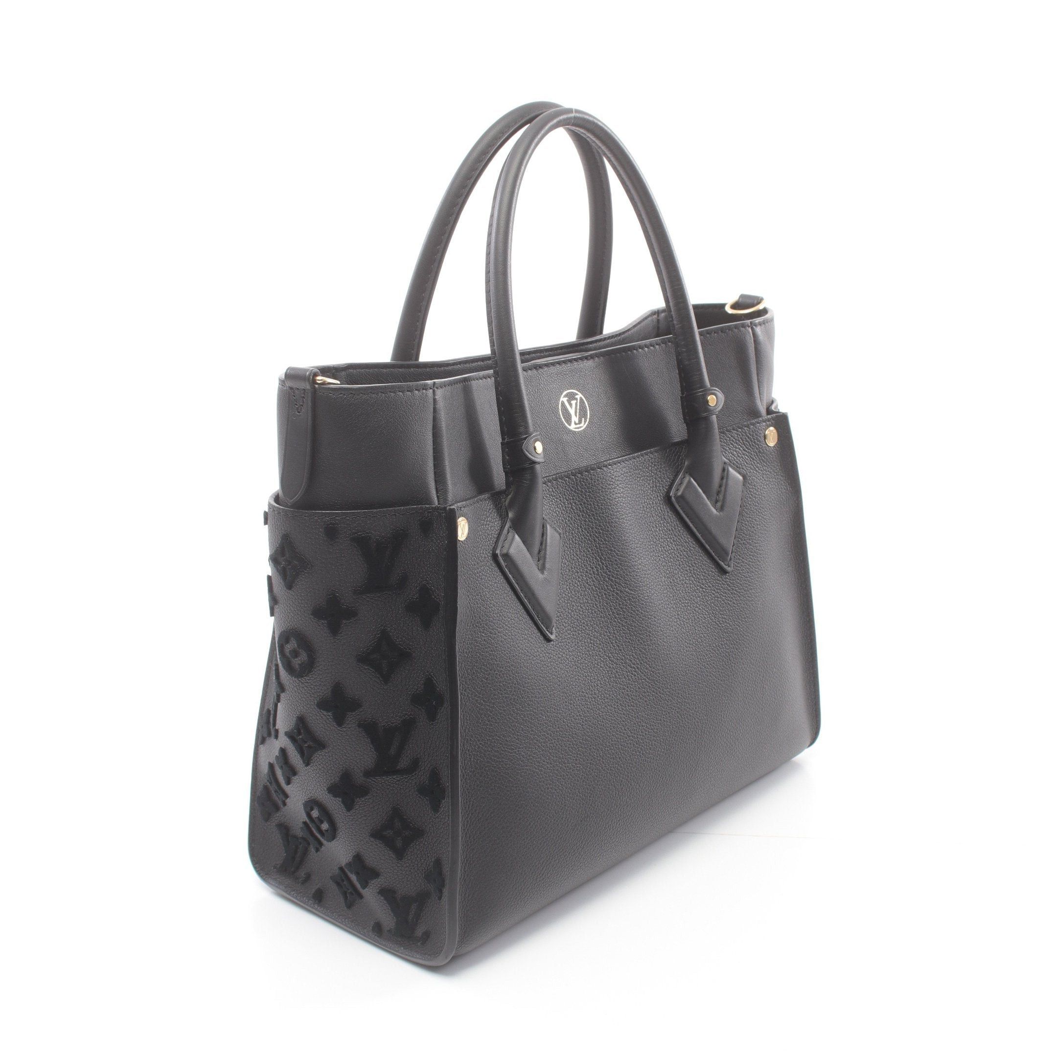 Louis Vuitton Louis Vuitton On My Side Mm Monogram Taffeta Noir Handbag Leather Black Size ONE SIZE - 2 Thumbnail