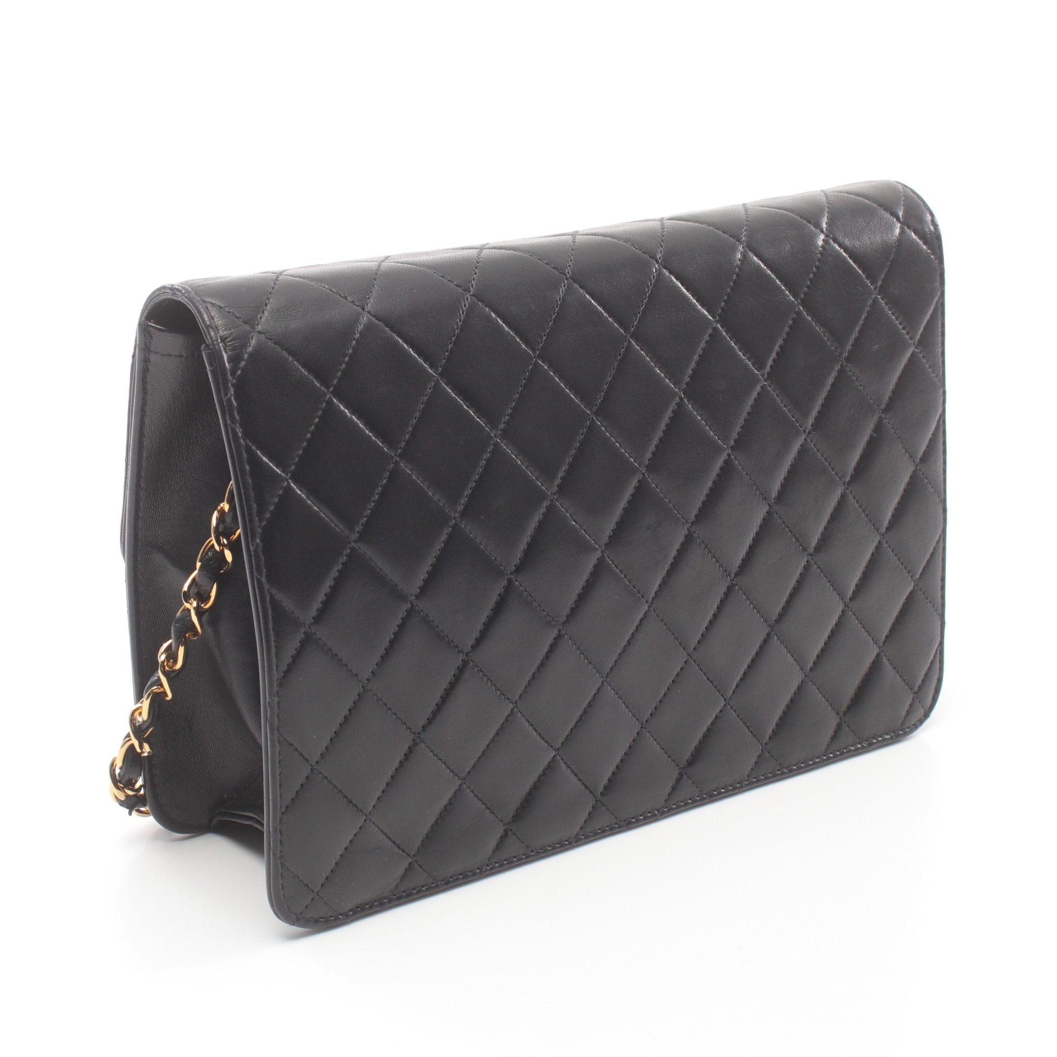 Chanel Chanel Matelasse Single Flap Chain Shoulder Bag Lambskin Black Gold Hardware Size ONE SIZE - 2 Thumbnail