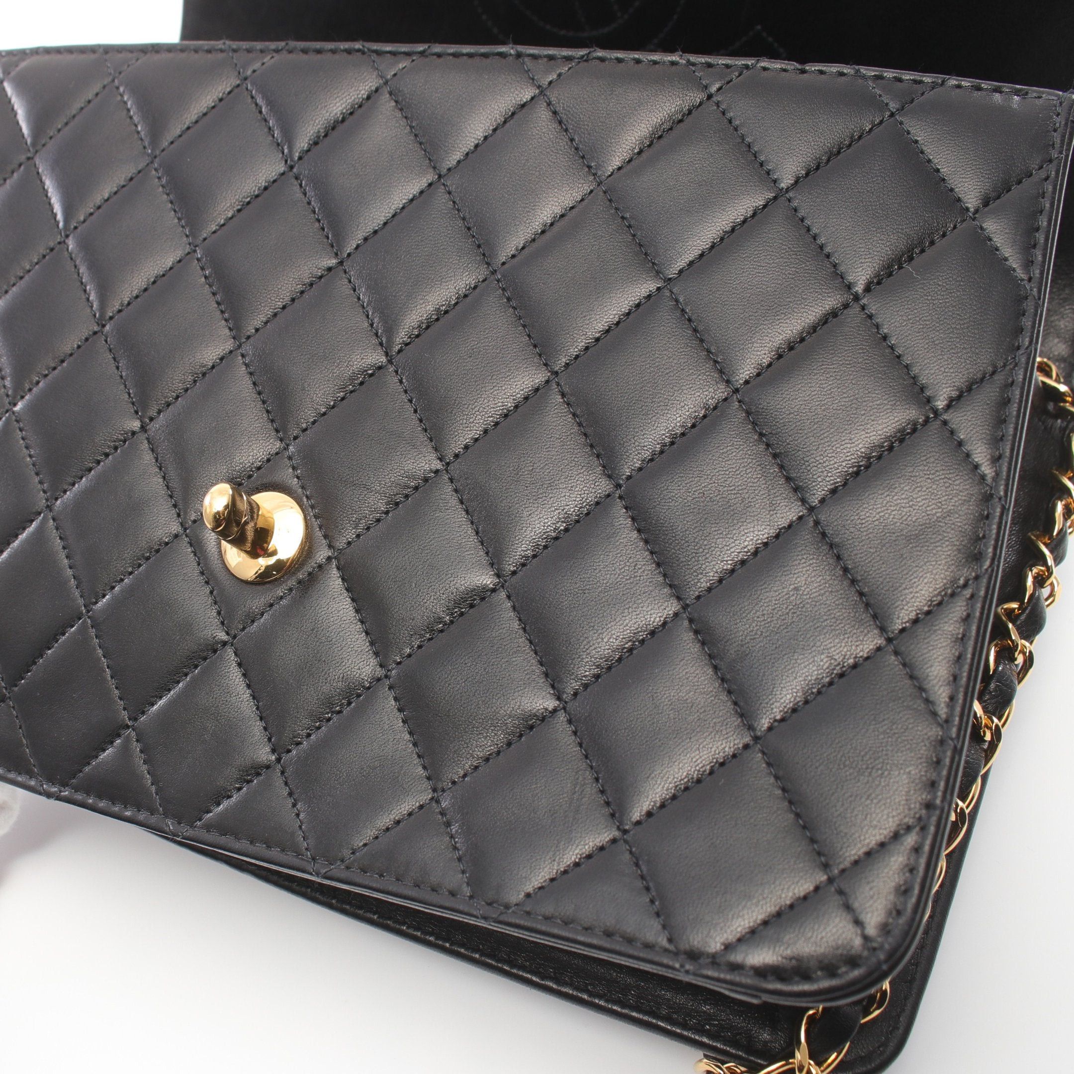 Chanel Chanel Matelasse Single Flap Chain Shoulder Bag Lambskin Black Gold Hardware Size ONE SIZE - 10 Thumbnail