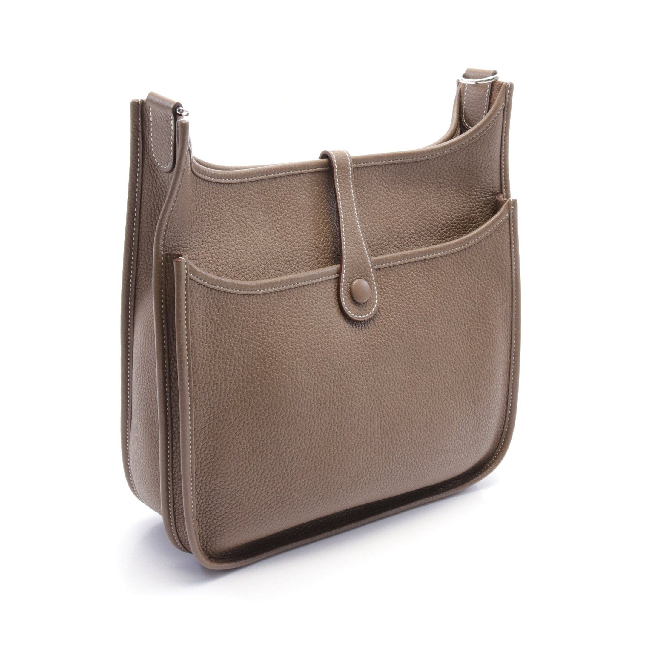 Hermes Hermes Evelyn 3 Troyes Pm Etoupe Shoulder Bag Clemence Leather Gray Brown Silver Hardware A Stamp Size ONE SIZE - 2 Thumbnail