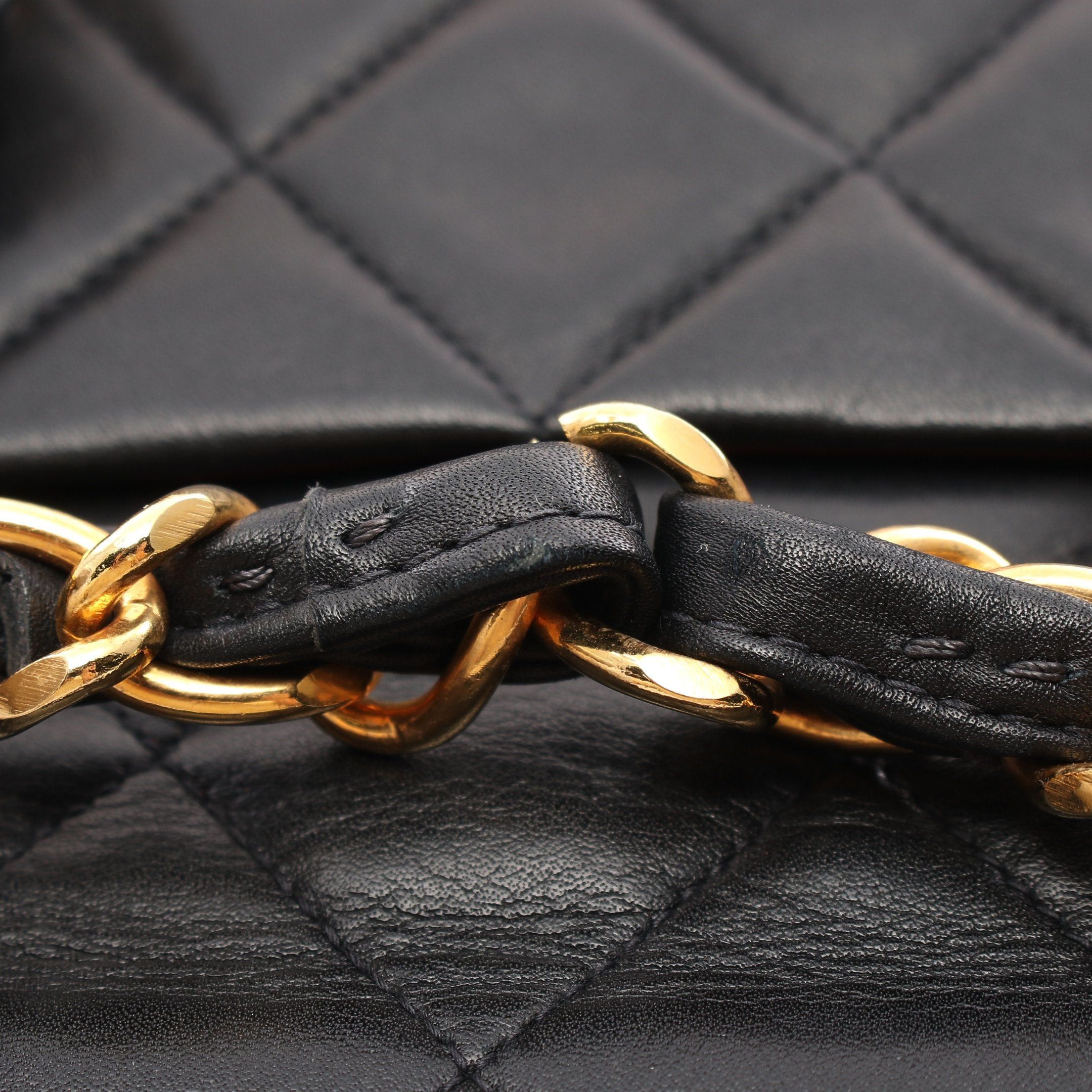 Chanel Chanel Decamatlassé 34 Double Chain Shoulder Bag Lambskin Black Gold Hardware Size ONE SIZE - 8 Thumbnail