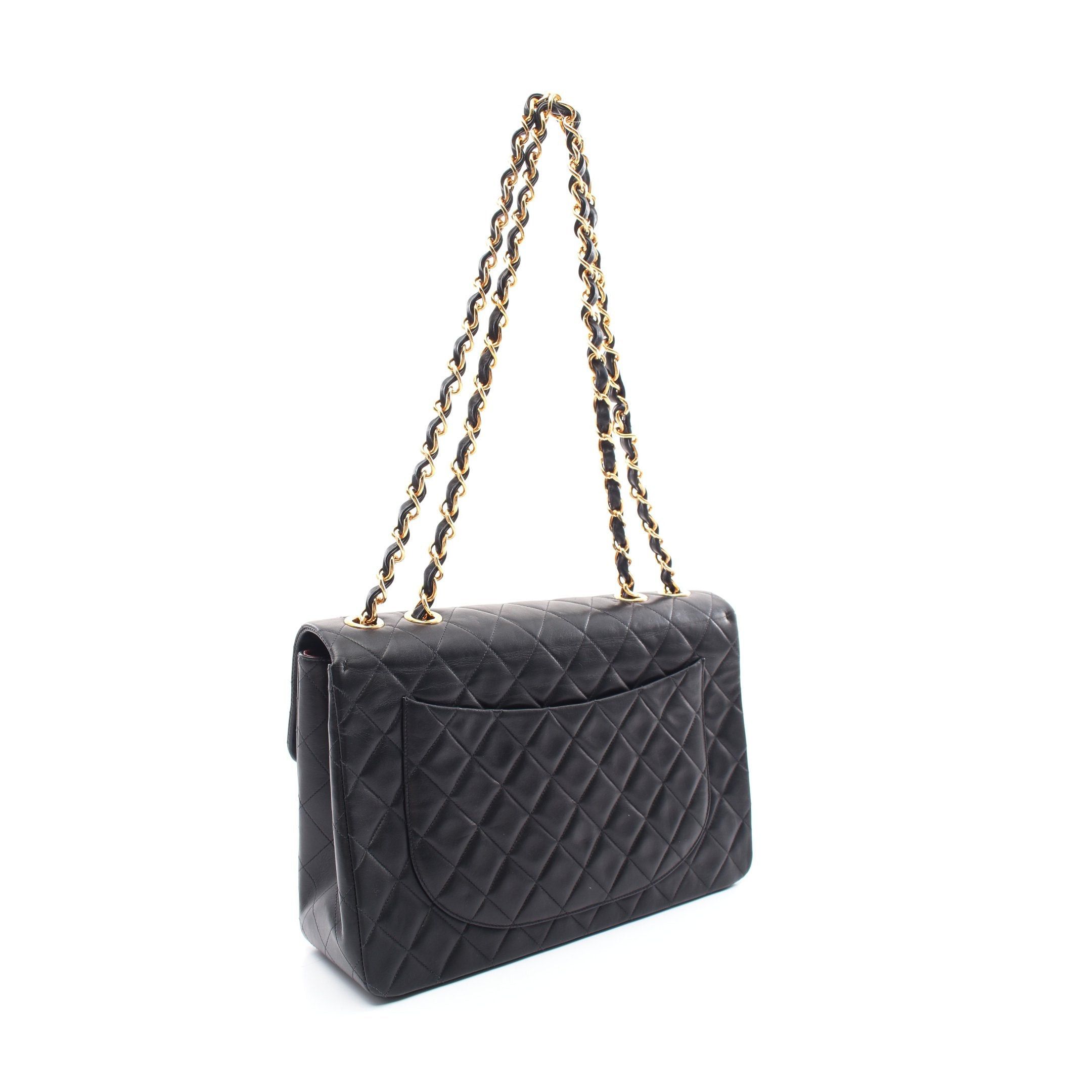 Chanel Chanel Decamatlassé 34 Double Chain Shoulder Bag Lambskin Black Gold Hardware Size ONE SIZE - 2 Thumbnail