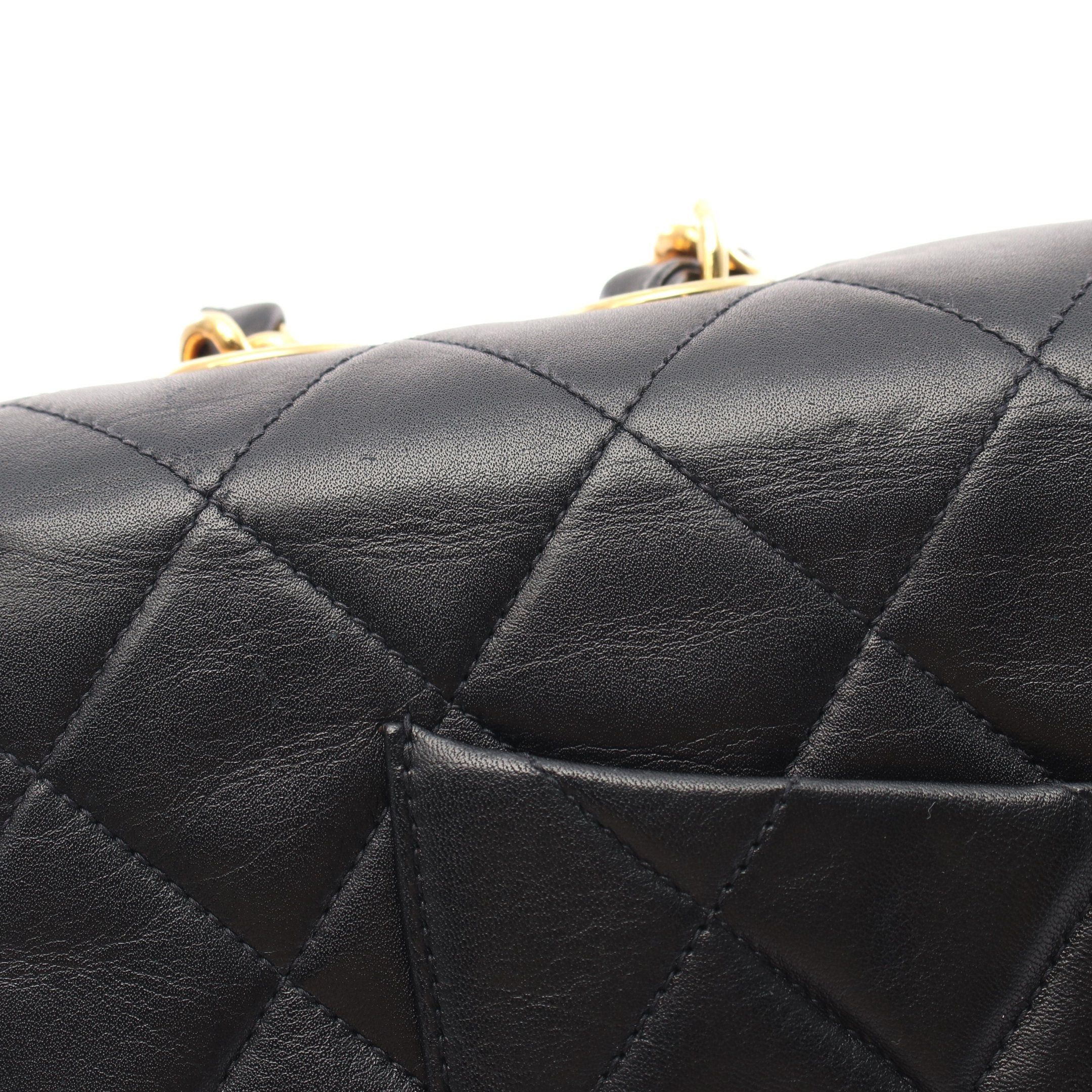 Chanel Chanel Decamatlassé 34 Double Chain Shoulder Bag Lambskin Black Gold Hardware Size ONE SIZE - 9 Thumbnail