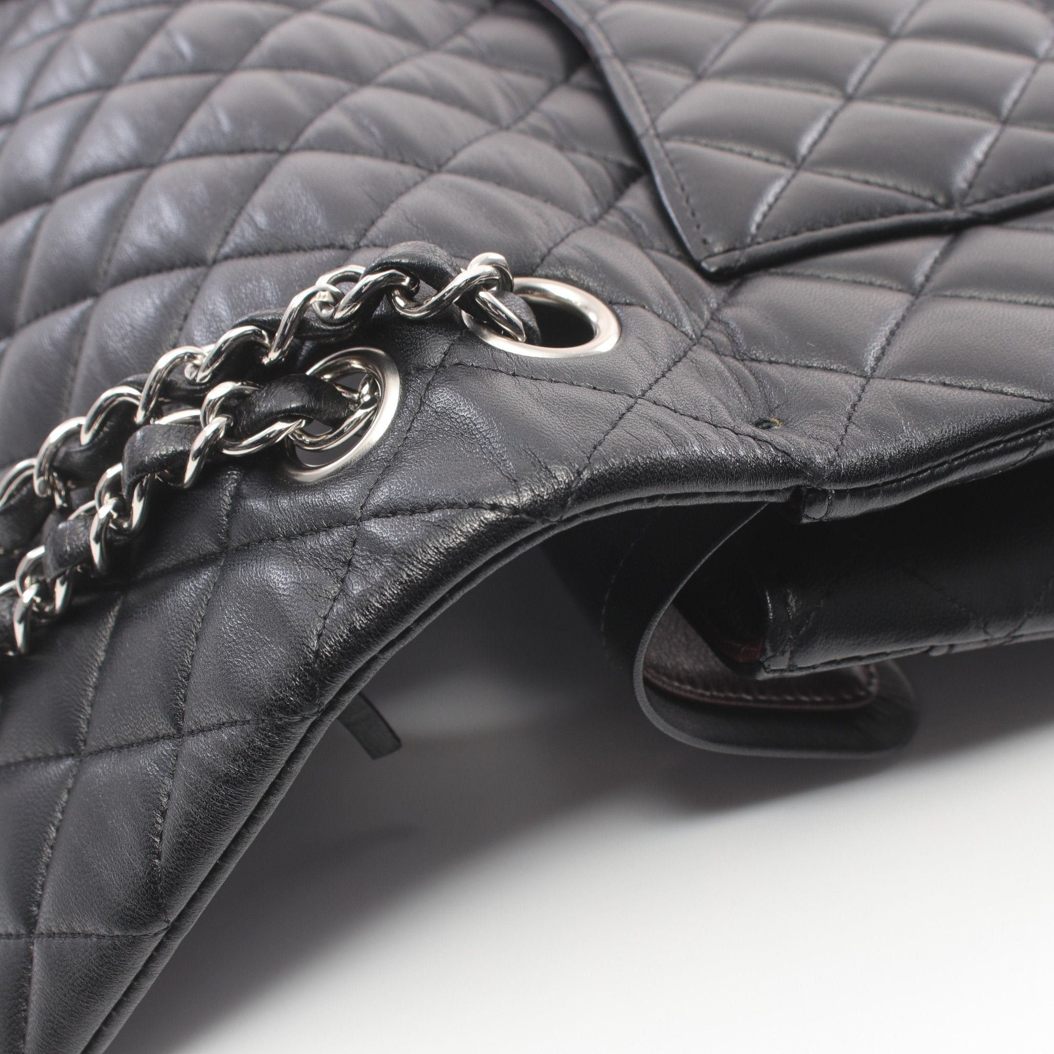 Chanel Chanel Matelasse Double Flap Chain Shoulder Bag Lambskin Black Silver Hardware Size ONE SIZE - 8 Thumbnail