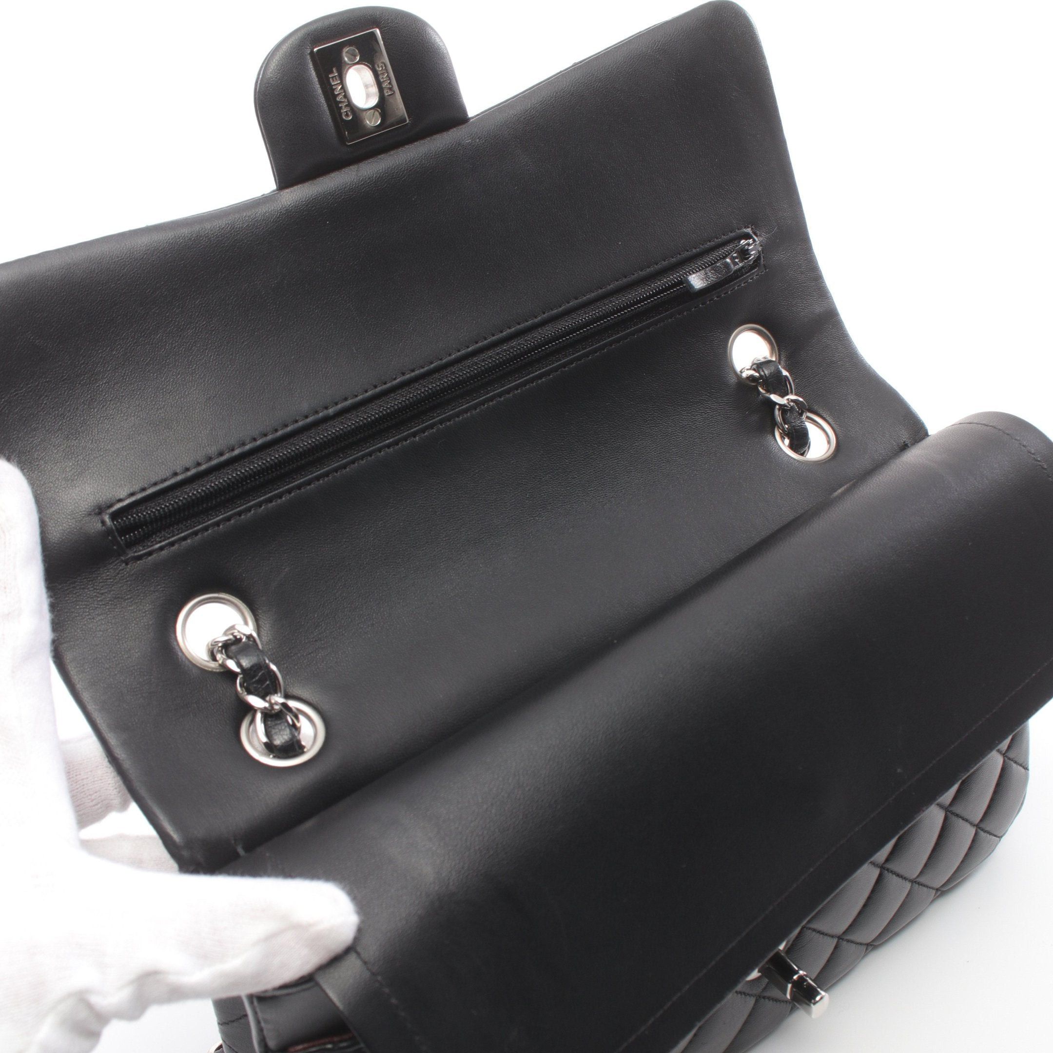 Chanel Chanel Matelasse Double Flap Chain Shoulder Bag Lambskin Black Silver Hardware Size ONE SIZE - 6 Thumbnail