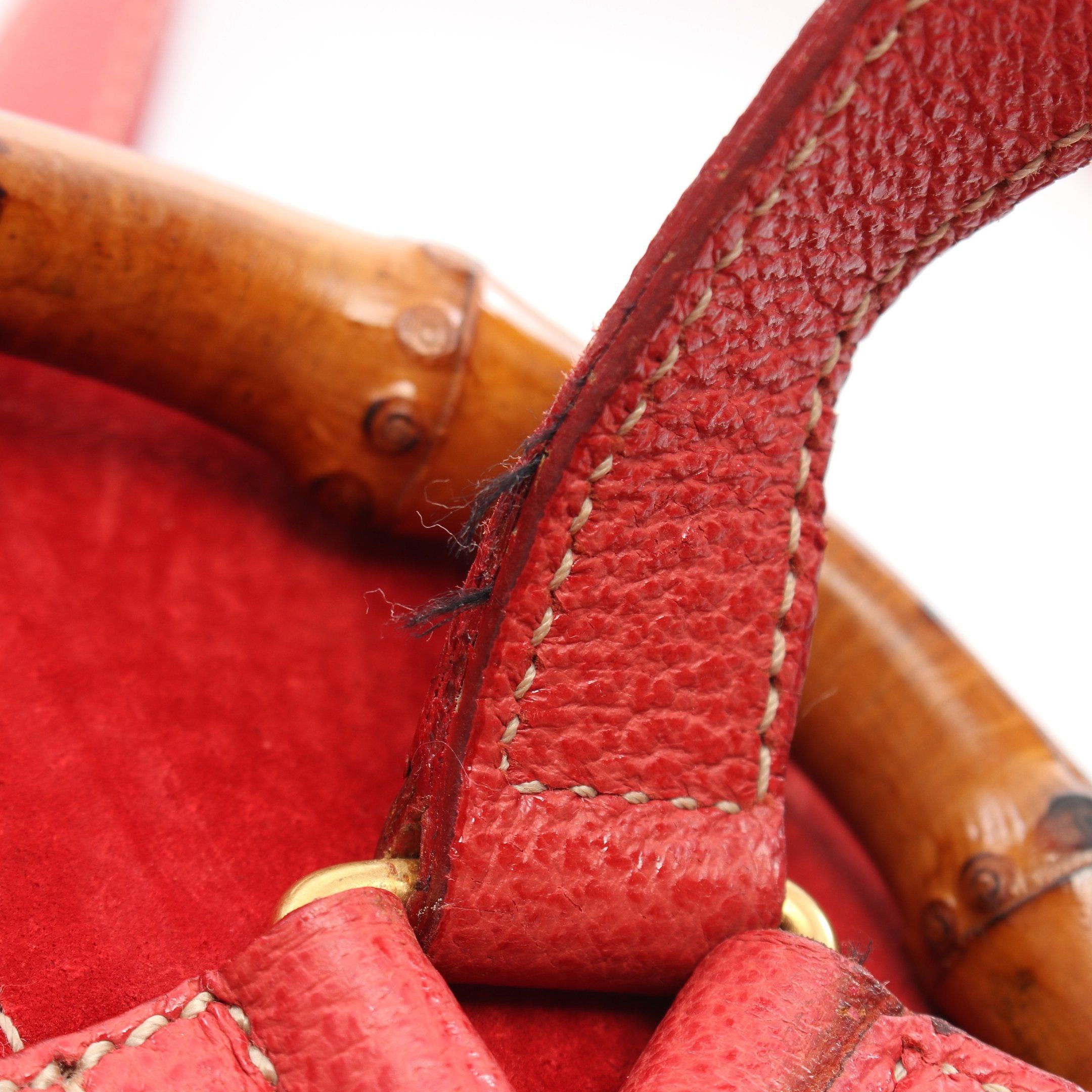 Gucci Bamboo Backpack Rucksack Suede Red