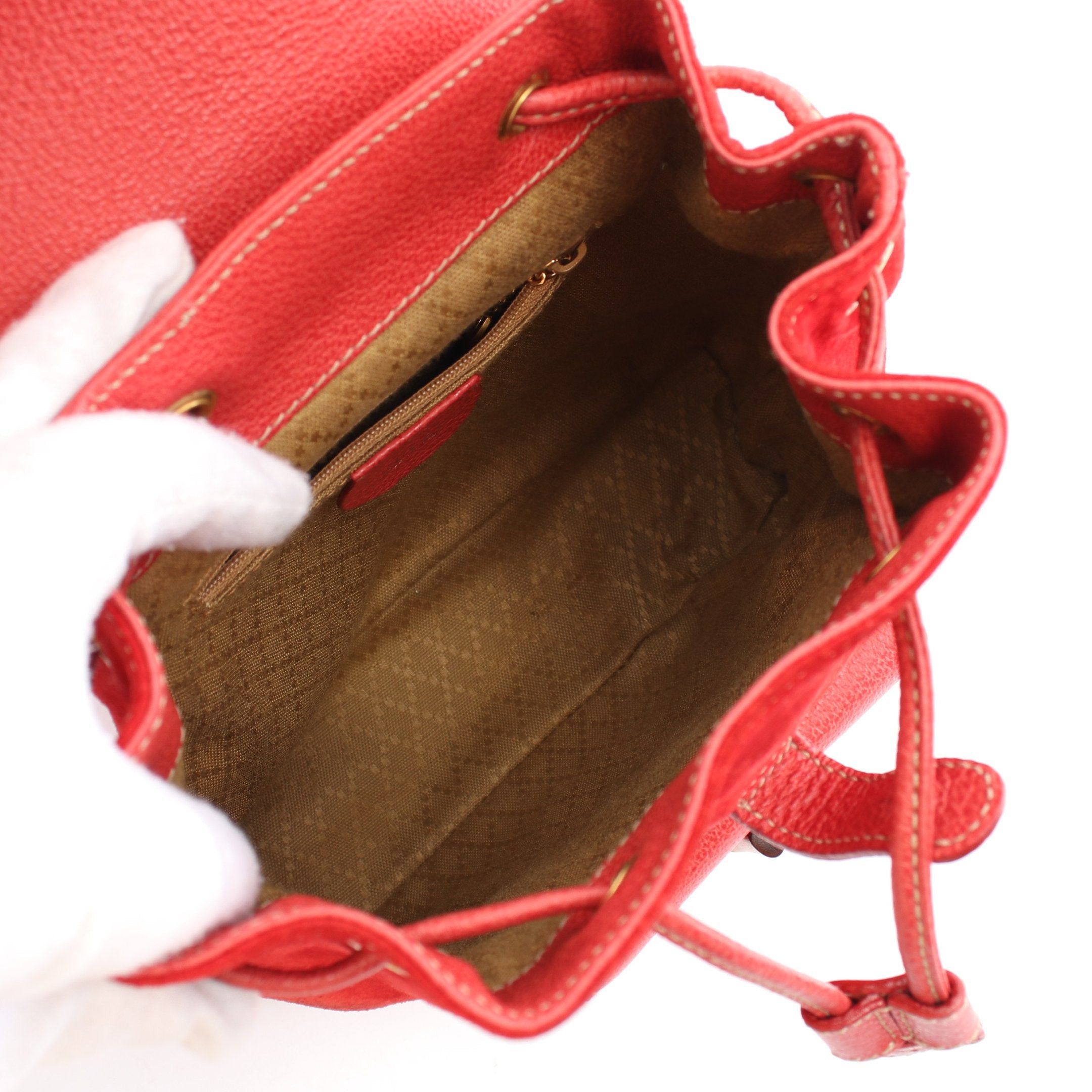 Gucci Bamboo Backpack Rucksack Suede Red