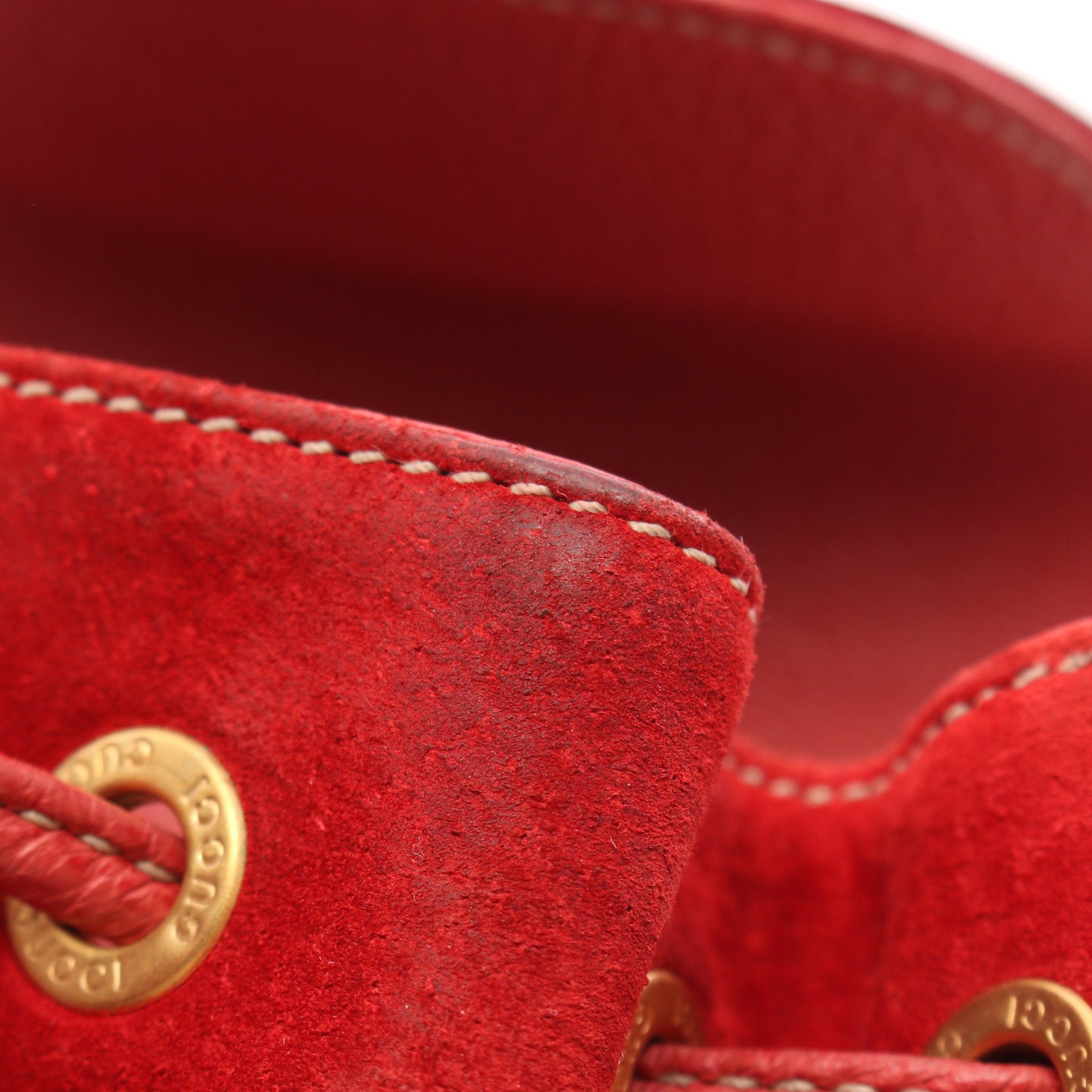 Gucci Bamboo Backpack Rucksack Suede Red