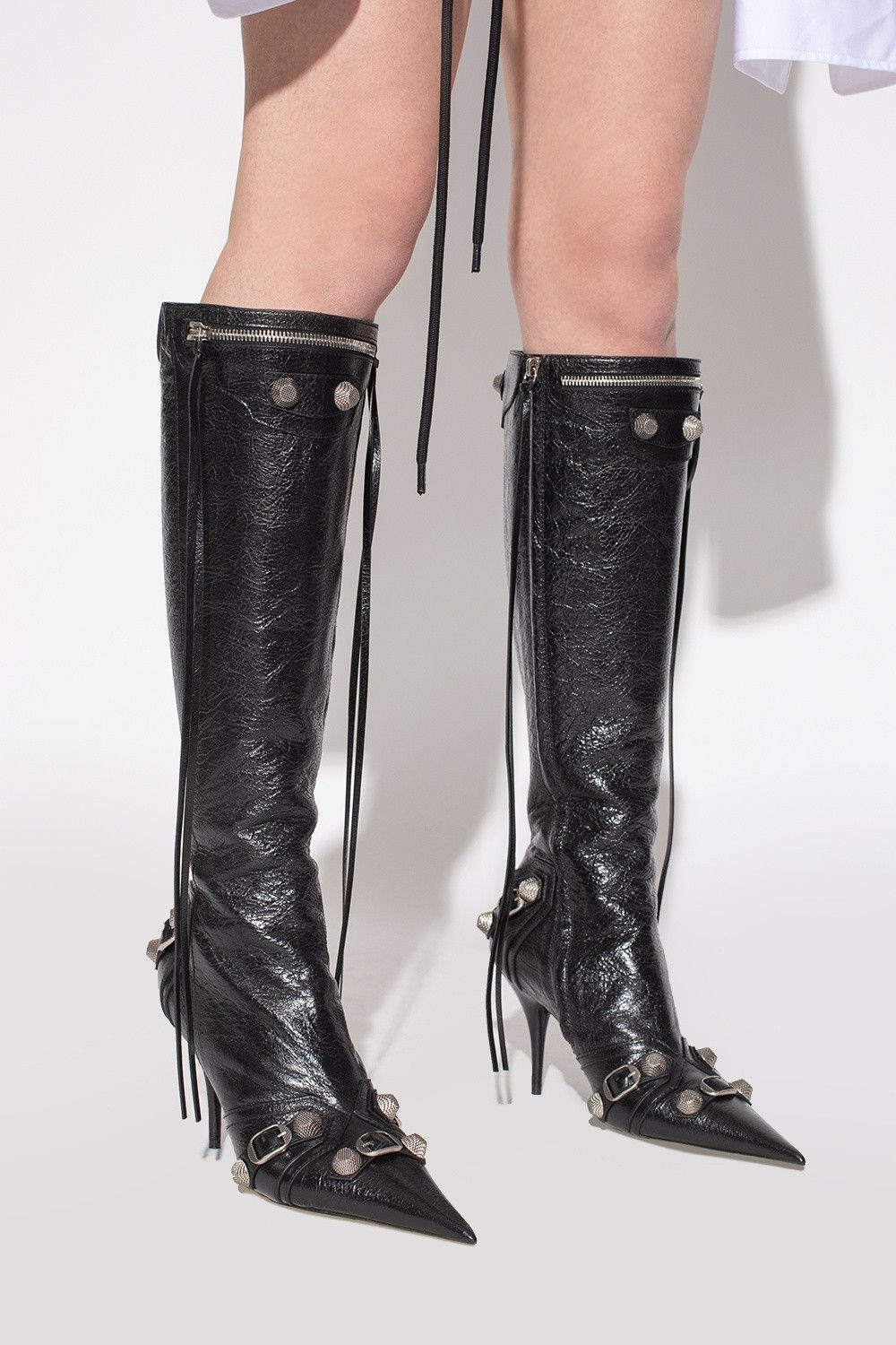 Balenciaga $2.9K VALUE Cagole Leather Mettalized Boots Size US 8 / IT 38 - 3 Thumbnail