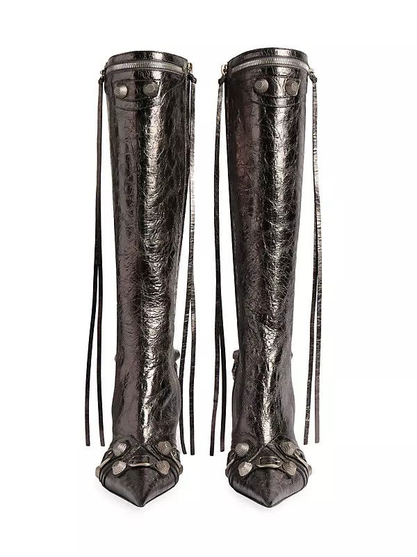 Balenciaga $2.9K VALUE Cagole Leather Mettalized Boots Size US 9 / IT 39 - 2 Thumbnail