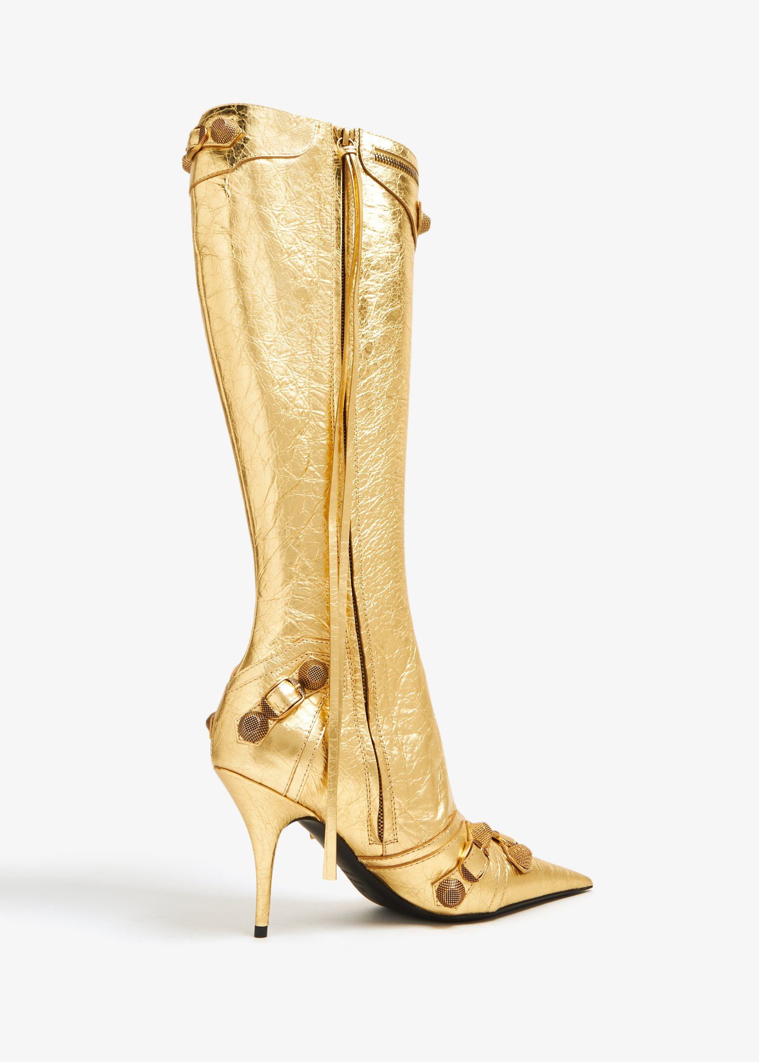 Balenciaga $2.9K VALUE Cagole Leather Boots in gold Size US 10 / IT 40 - 2 Thumbnail