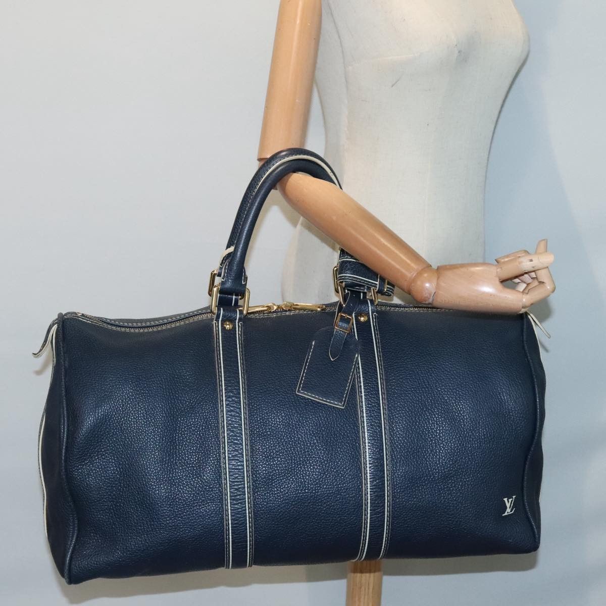 Louis Vuitton Keepall 50 Navy Leather Travel Bag (Pre-Owned) Size ONE SIZE - 11 Thumbnail