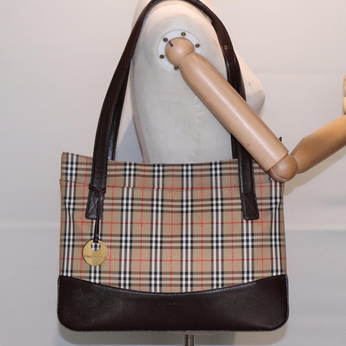 Burberry Nova Check Beige Canvas Tote Bag (Pre-Owned) Size ONE SIZE - 16 Thumbnail