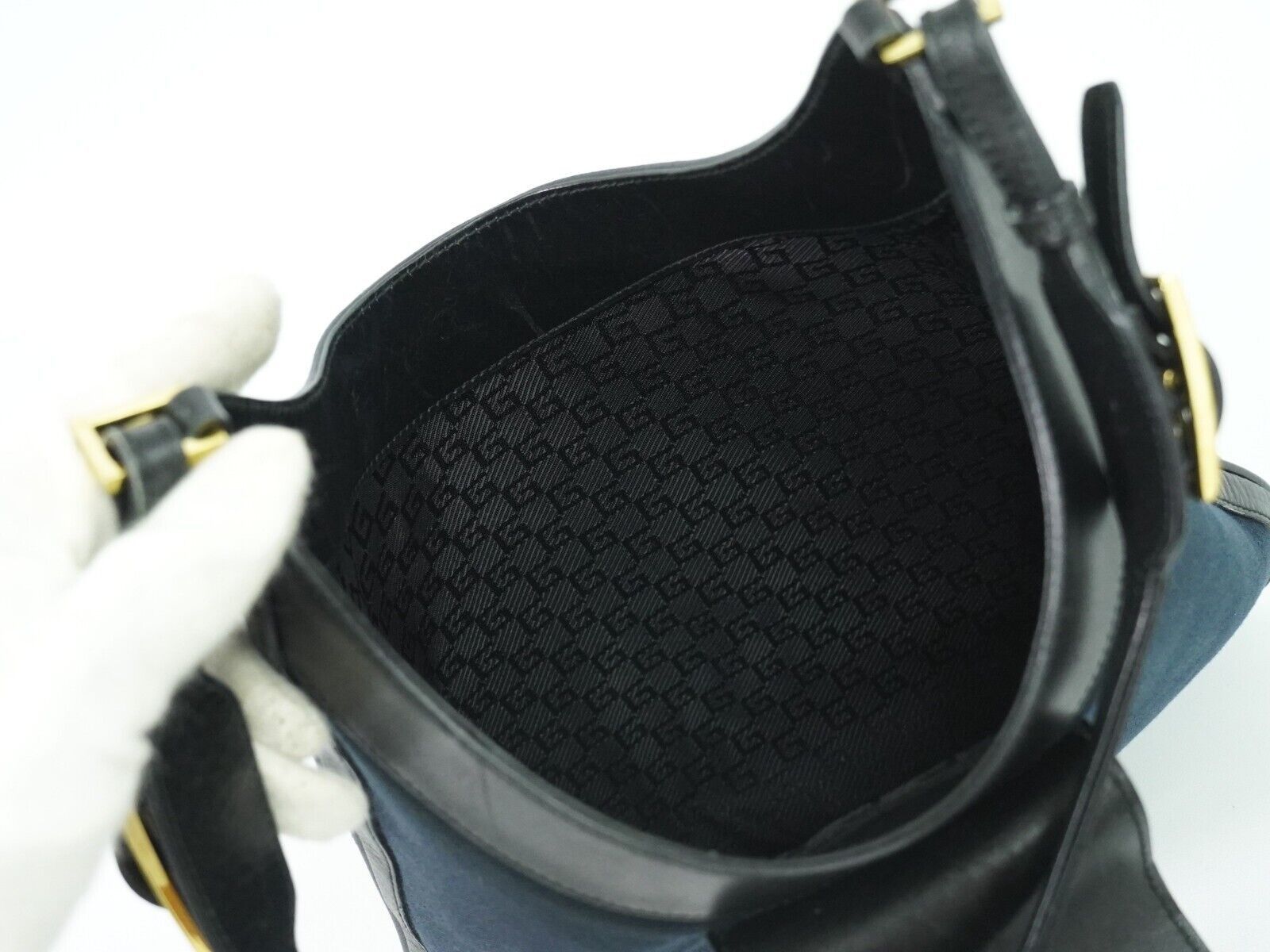 Gucci Jackie Navy Canvas Shoulder Bag (Pre-Owned) Size ONE SIZE - 10 Thumbnail